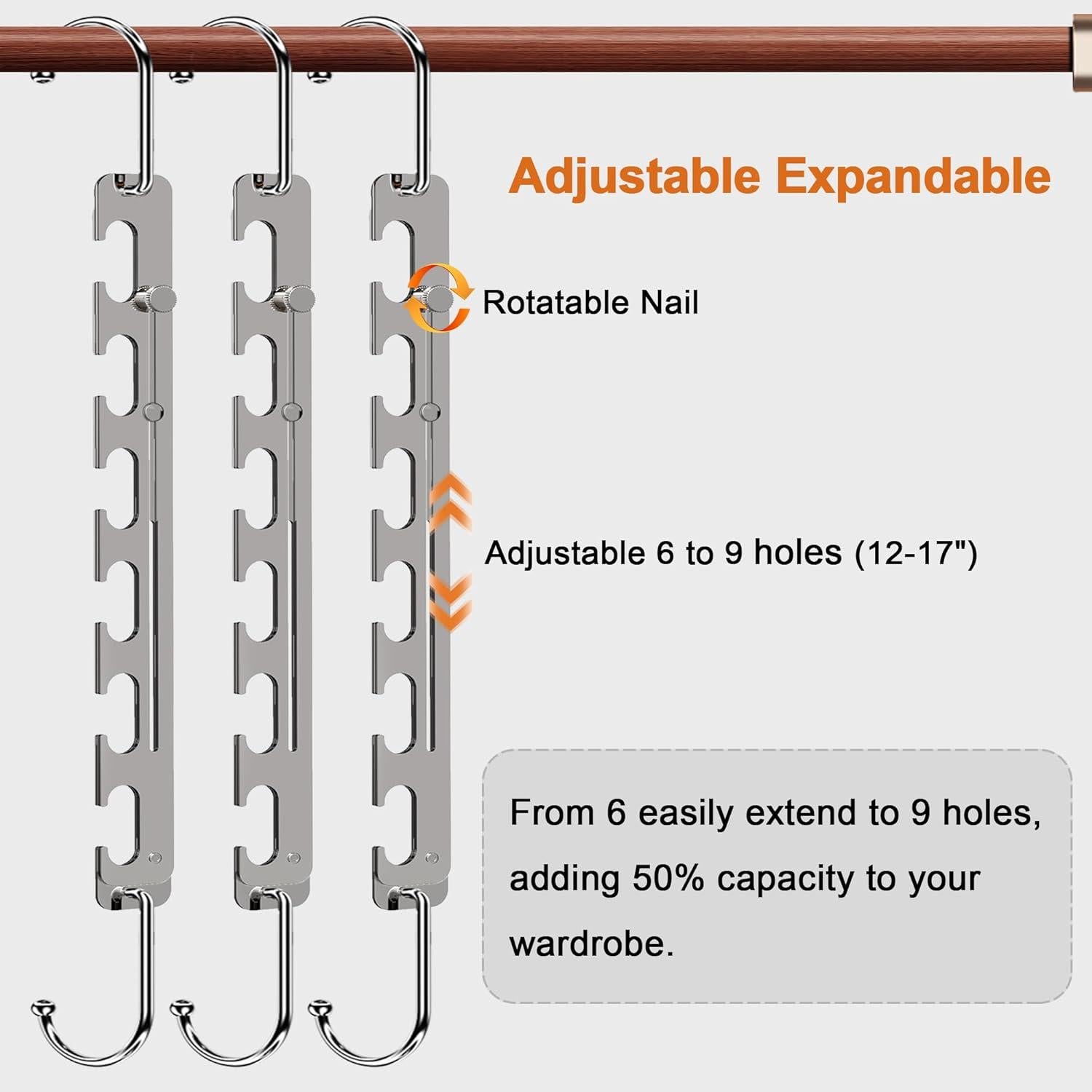 Perchas Telescópicas Sindax de Metal para Ropa - Paquete de 8