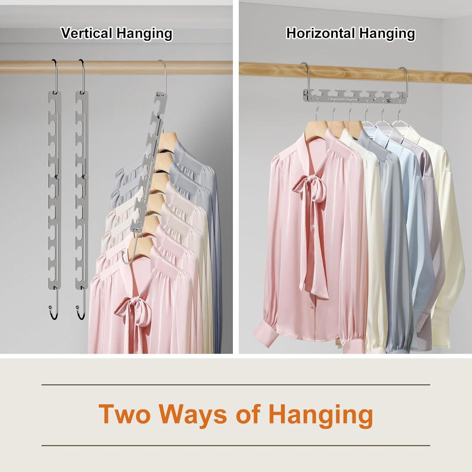 Perchas Telescópicas Sindax de Metal para Ropa - Paquete de 8