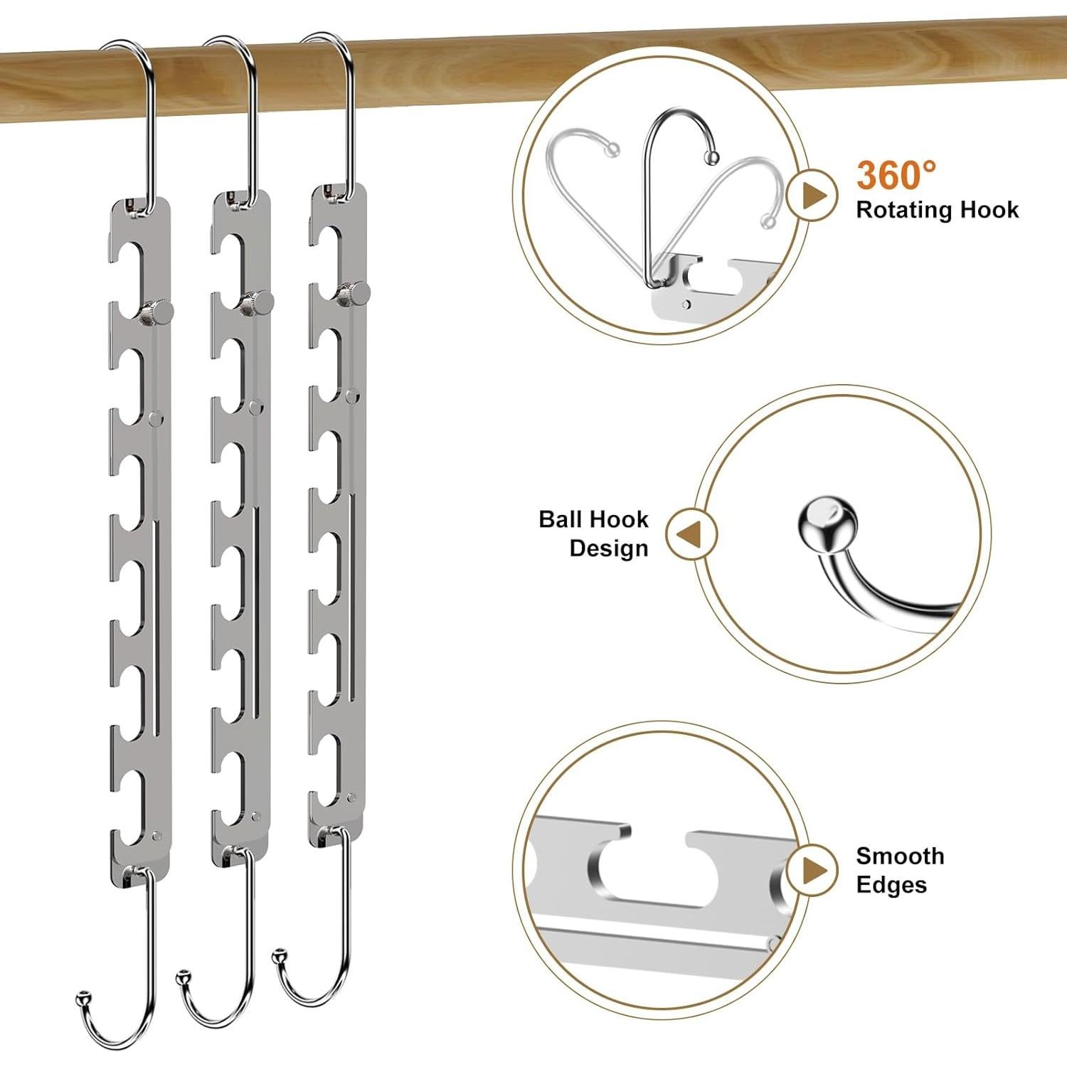 Perchas Telescópicas Sindax de Metal para Ropa - Paquete de 8