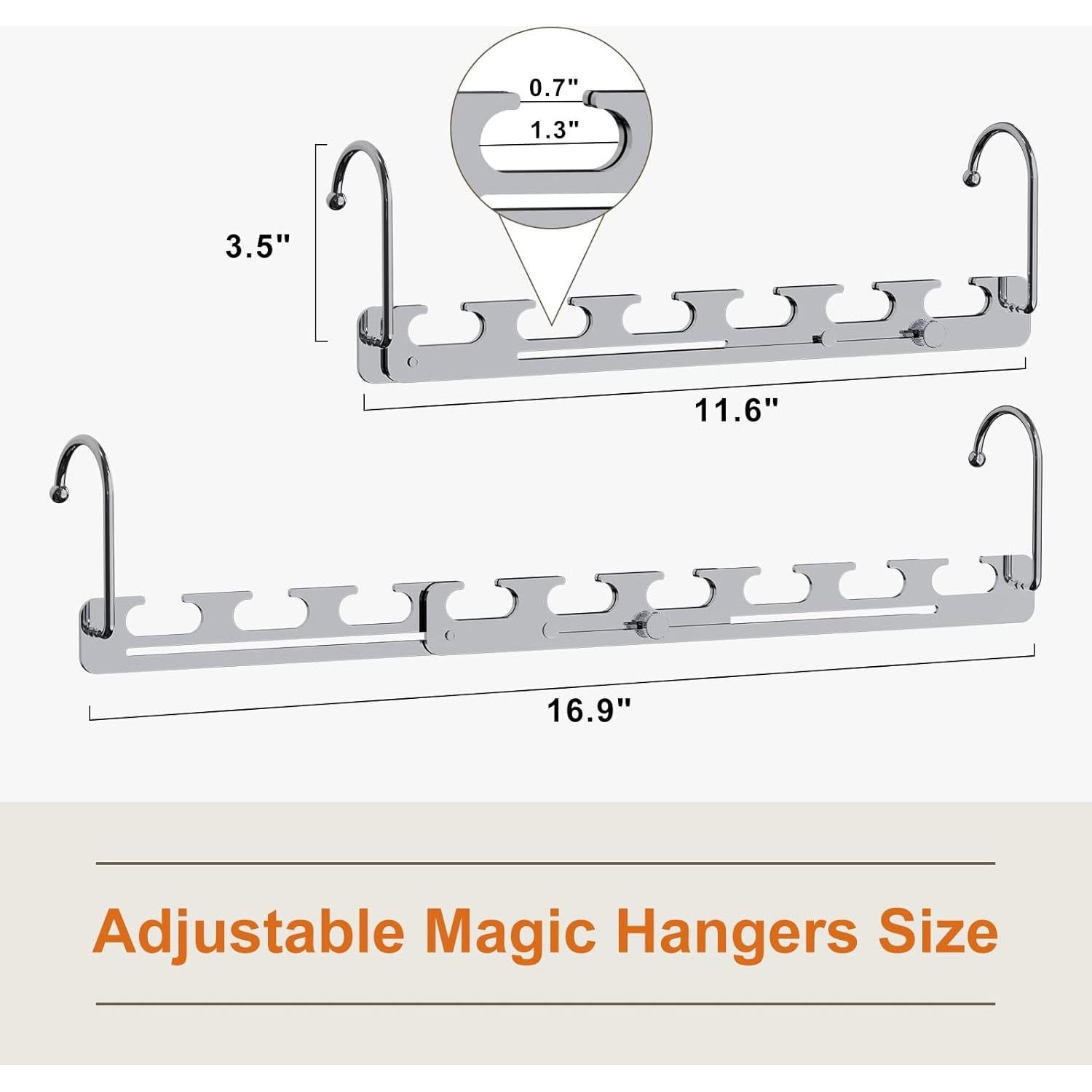 Perchas Telescópicas Sindax de Metal para Ropa - Paquete de 8