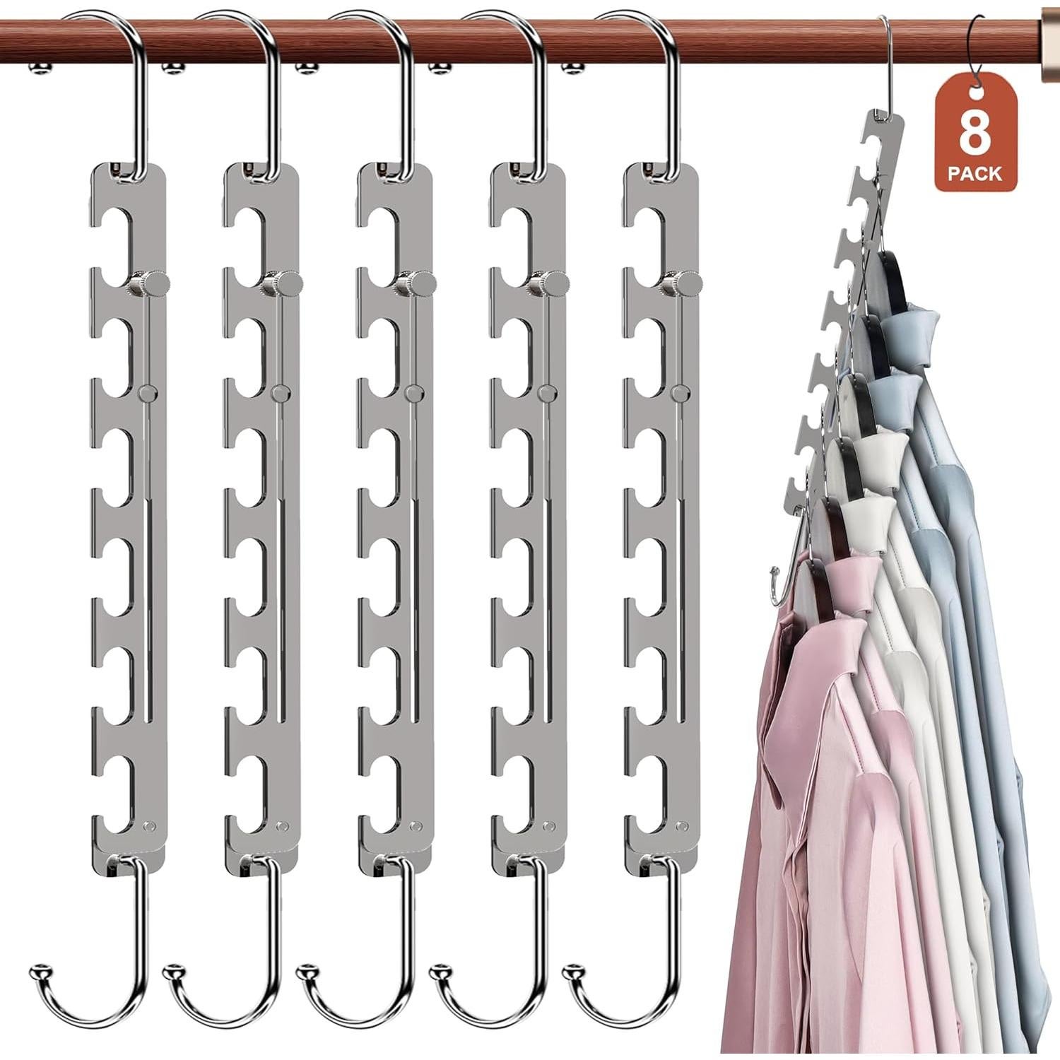 Perchas Telescópicas Sindax de Metal para Ropa - Paquete de 8