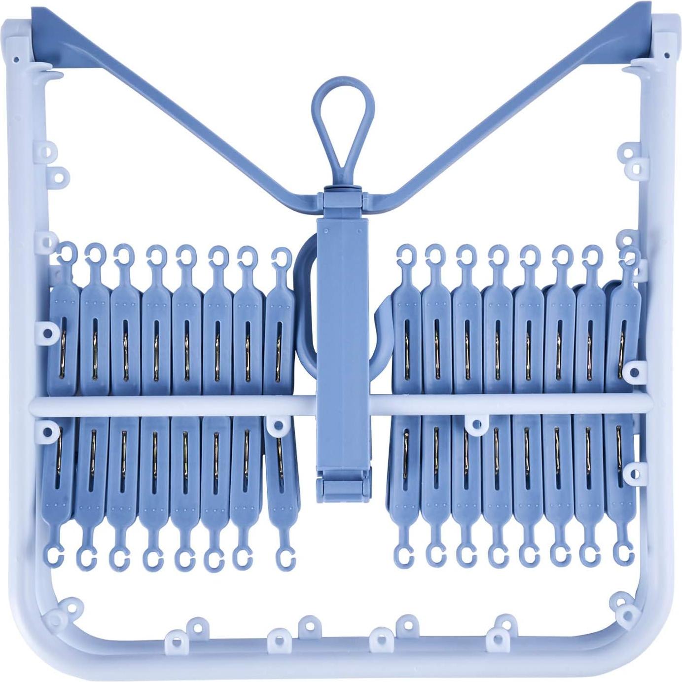Percha Plegable Foshine Azul con 32 Clips para Secado