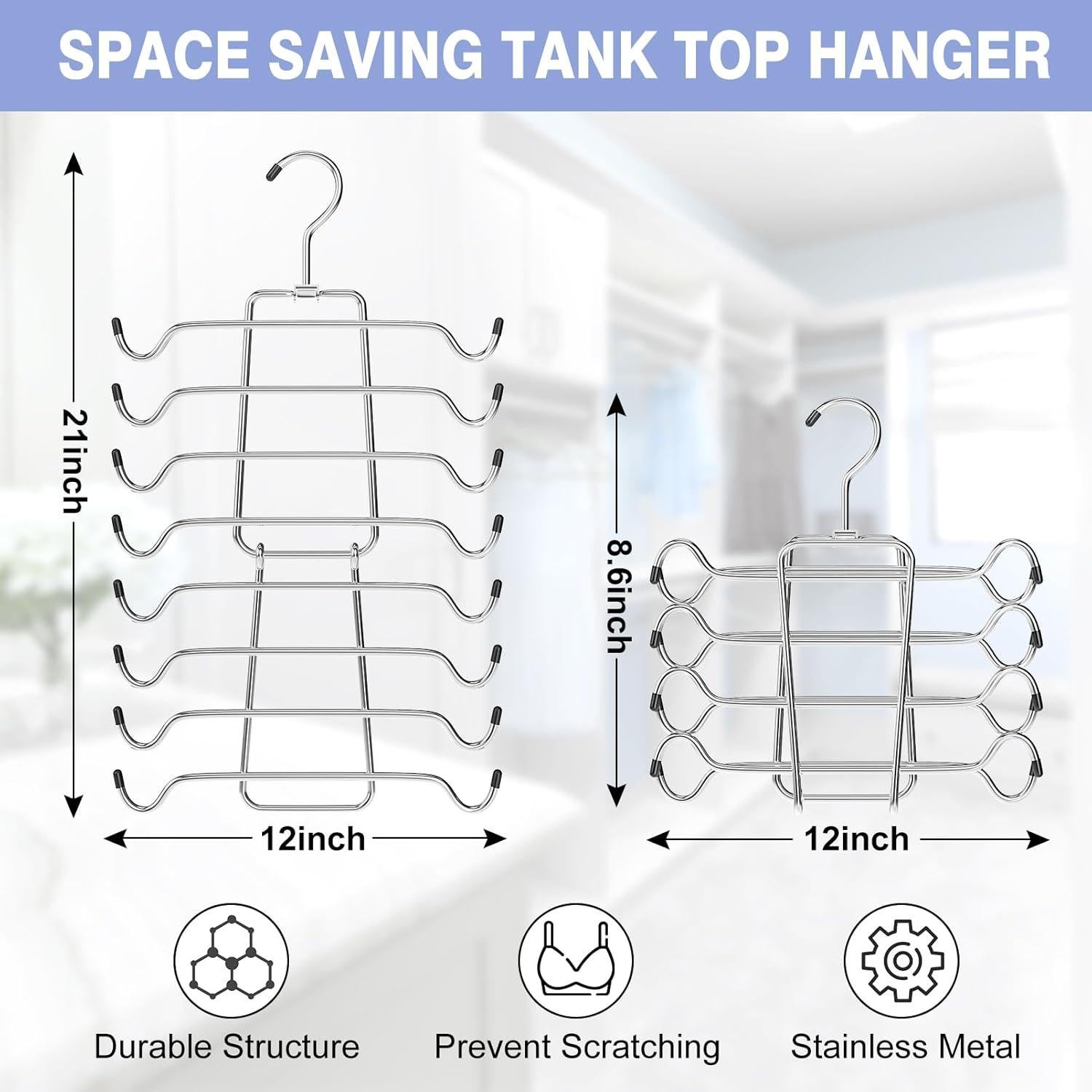 4 Perchas Plegables Besslly para Camisetas y Sujetadores Plata