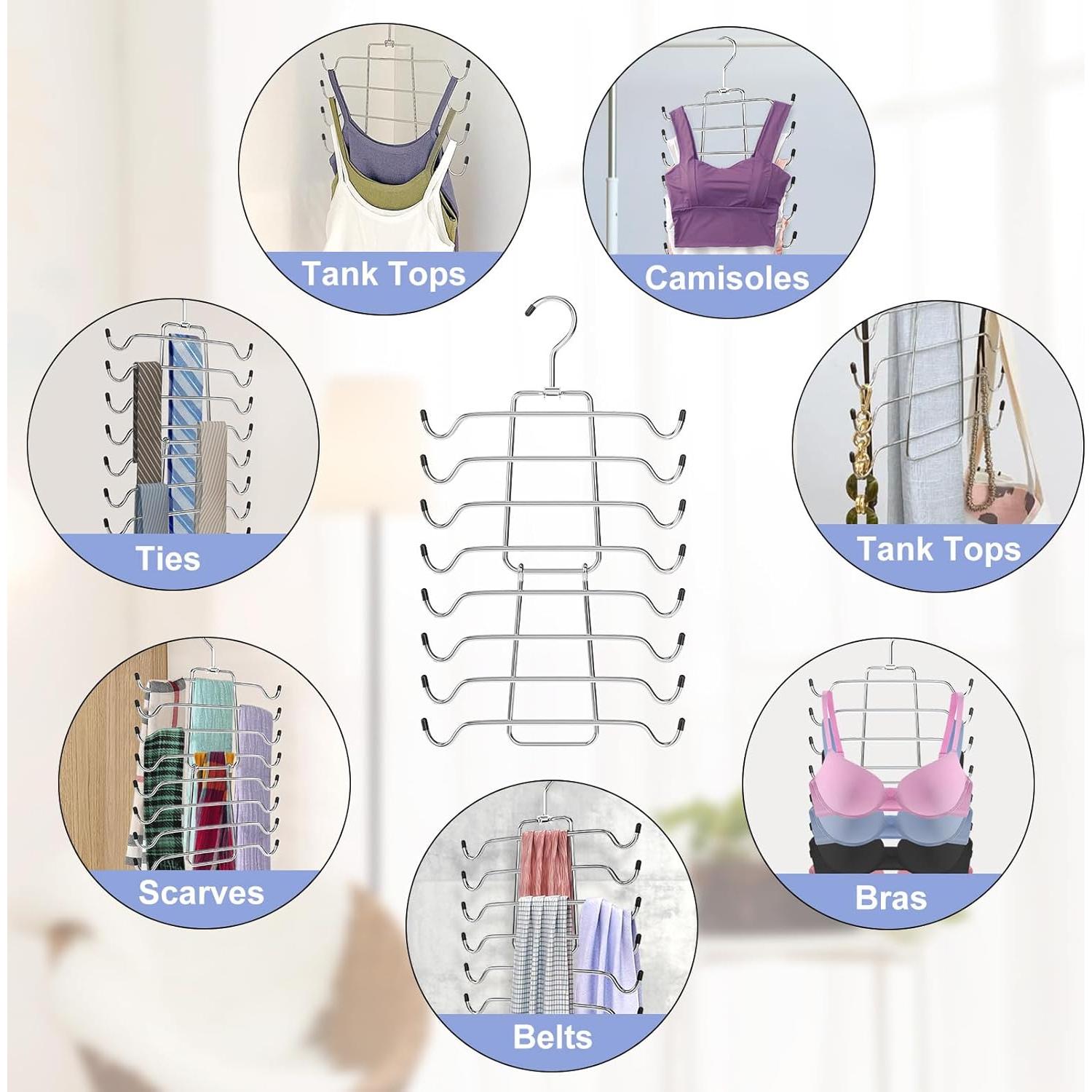 4 Perchas Plegables Besslly para Camisetas y Sujetadores Plata