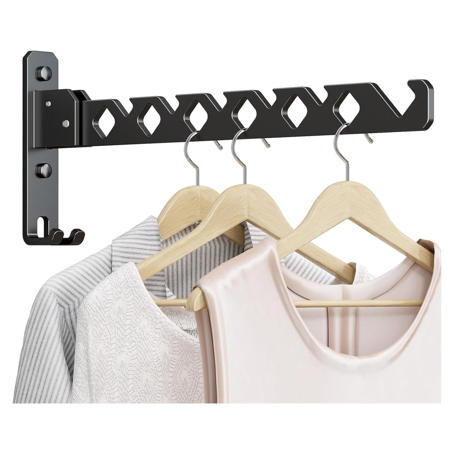 Perchero de Ropa Plegable Dancrul Negro Montado en Pared