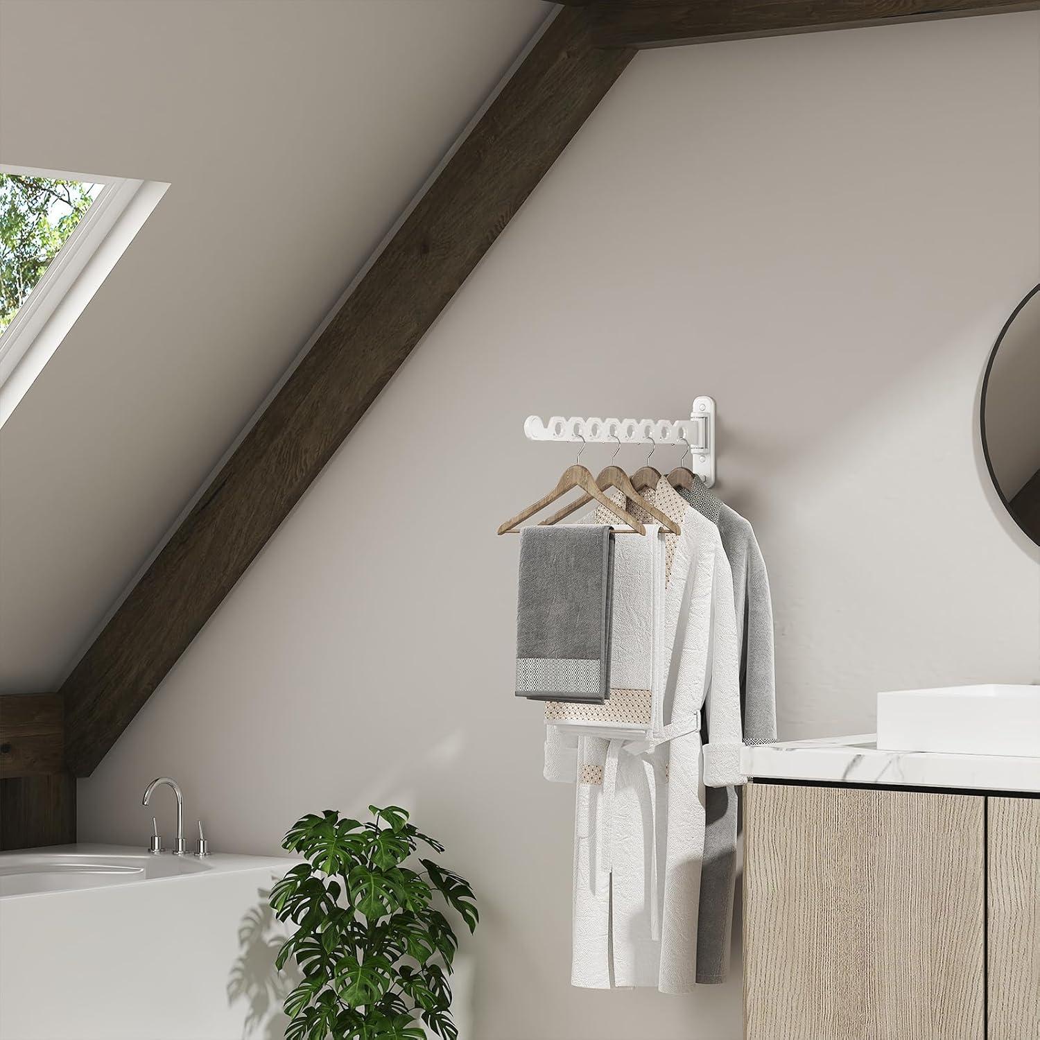 Soporte de Secado de Ropa Plegable Dancrul 6 Agujeros Blanco