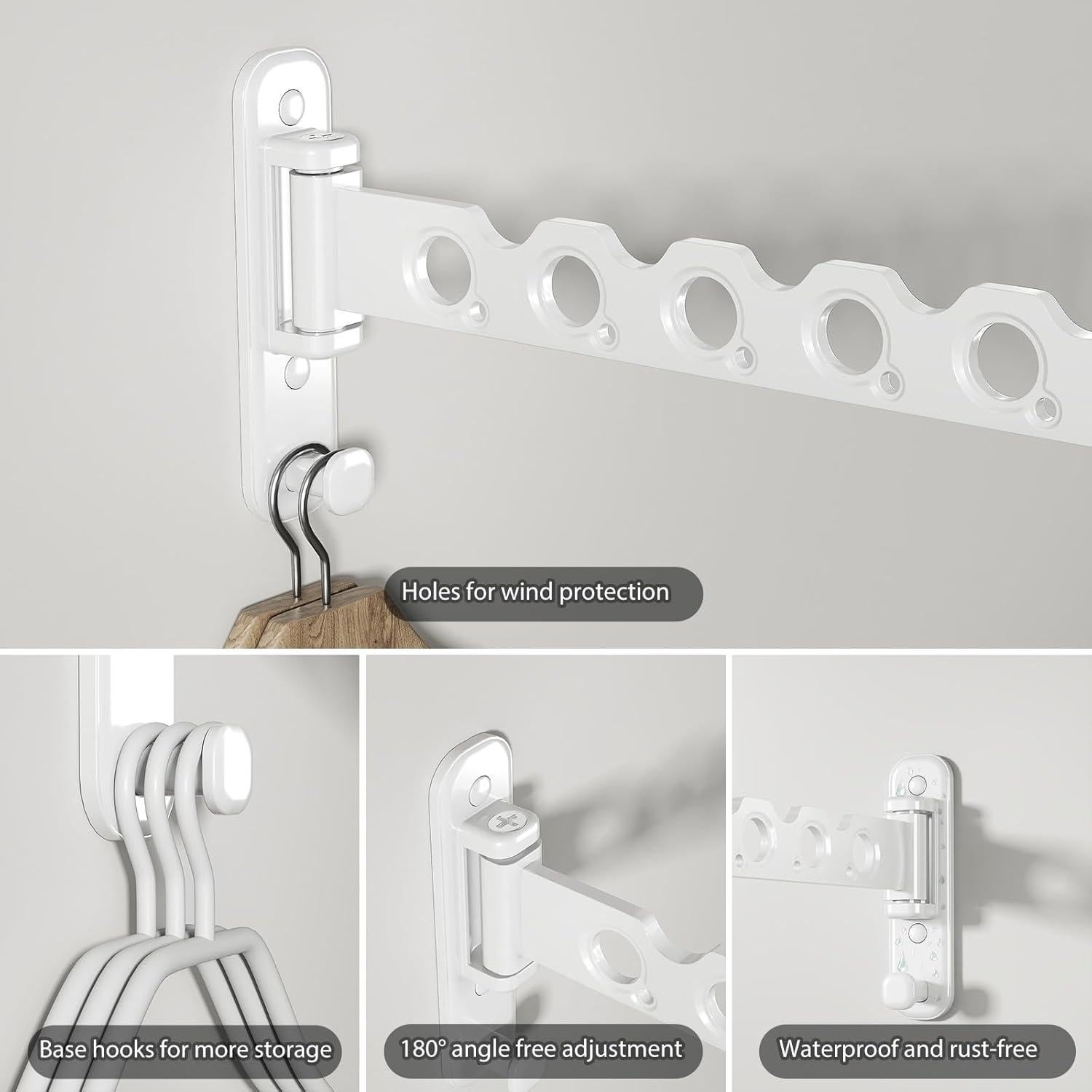 Soporte de Secado de Ropa Plegable Dancrul 6 Agujeros Blanco