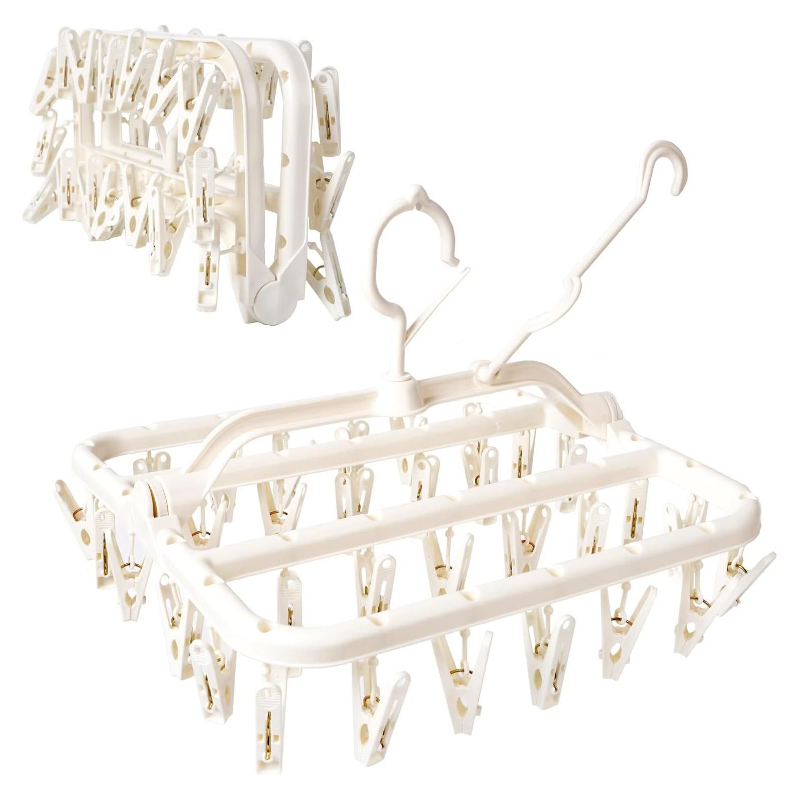 Perchero Plegable Foshine con 32 Clips para Secado Blanco