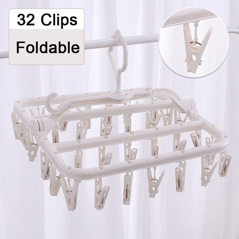 Perchero Plegable Foshine con 32 Clips para Secado Blanco