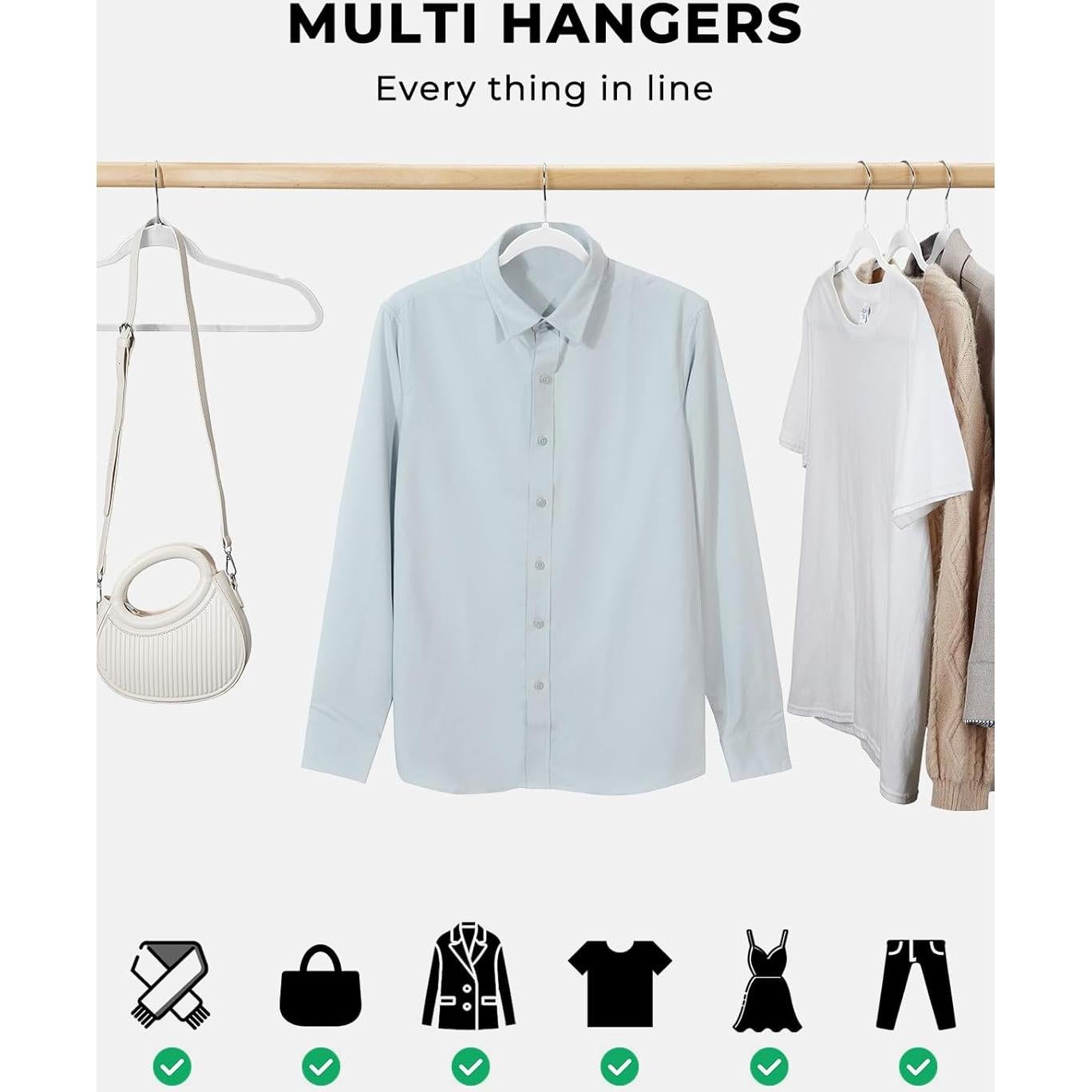 Perchas de Plástico SMARTOR 50 Unidades Resistentes Blancas