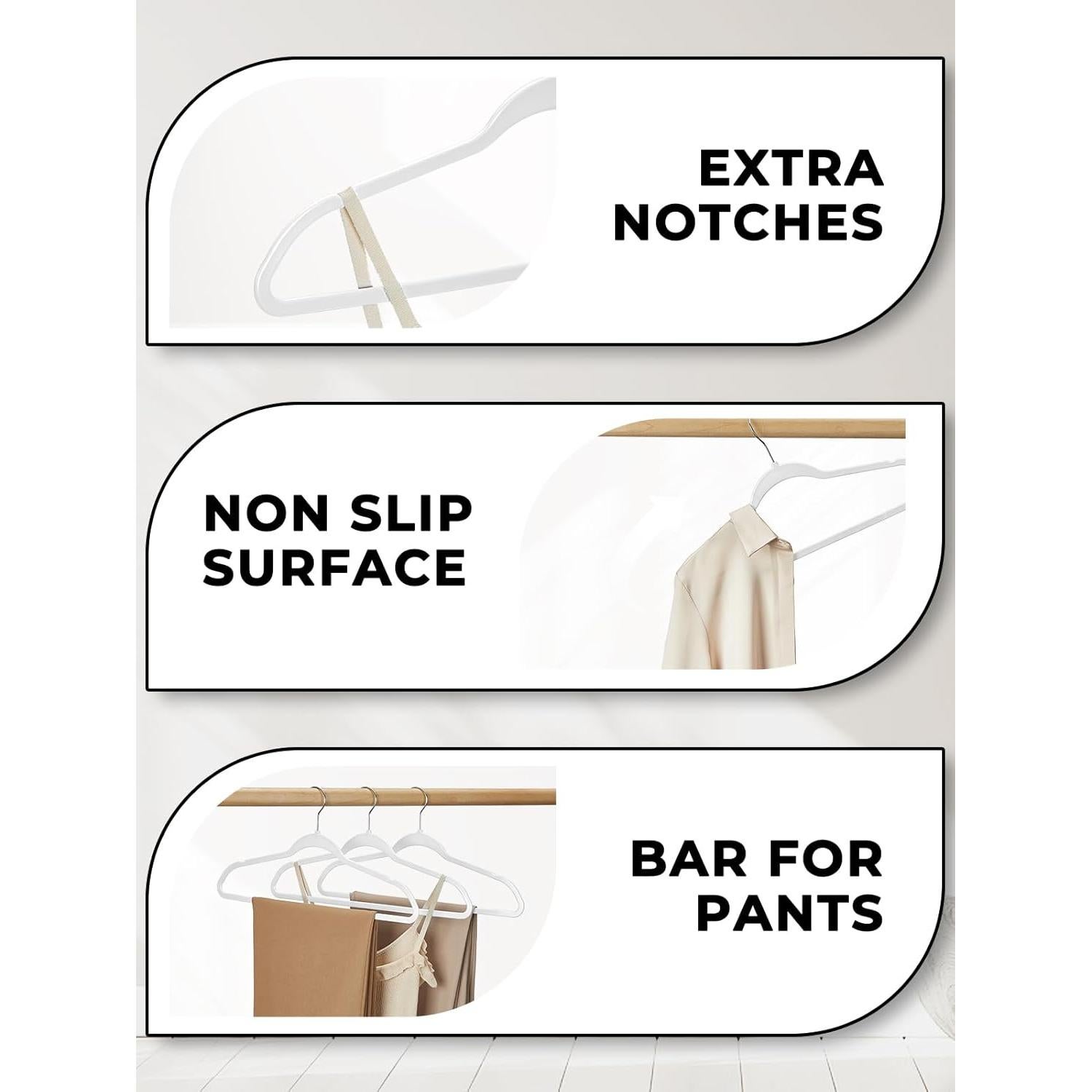 Perchas de Plástico SMARTOR 50 Unidades Resistentes Blancas