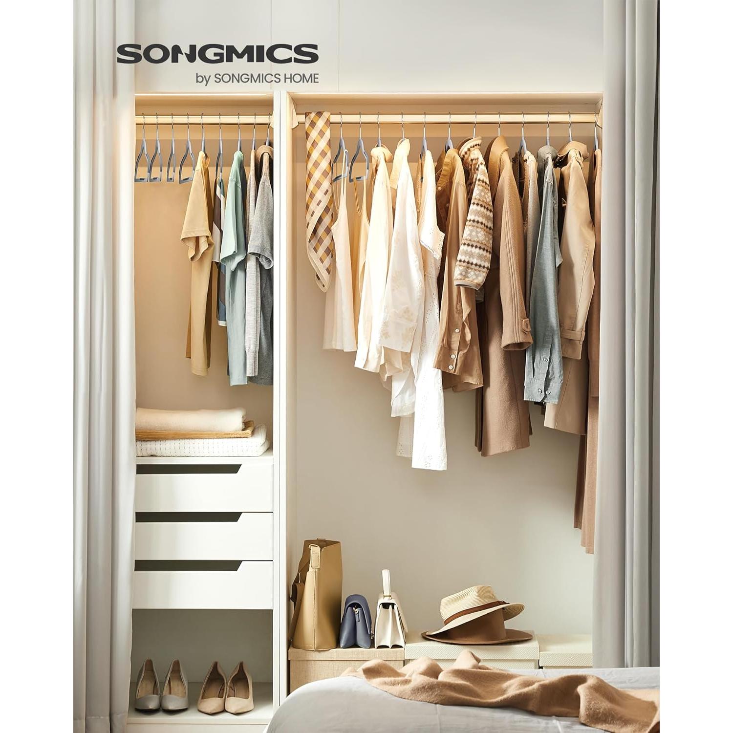 Perchas de Plástico SONGMICS 50 Unidades Ahorra Espacio Gris