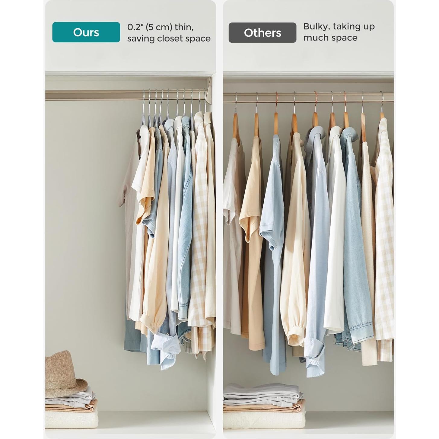 Perchas de Plástico SONGMICS 50 Unidades Ahorra Espacio Gris