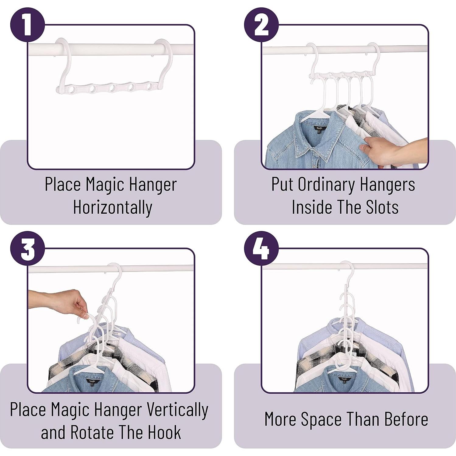 Perchas de plástico Mr. Pen, 24 piezas, blancas, ahorran espacio