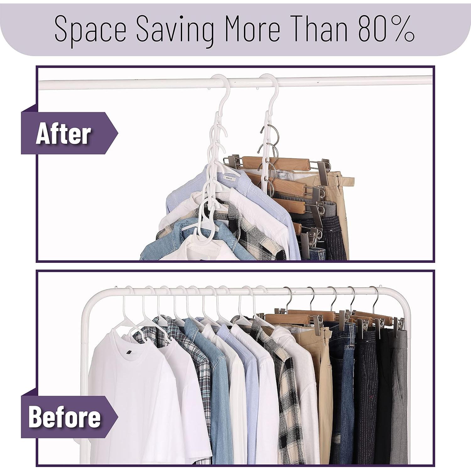 Perchas de plástico Mr. Pen, 24 piezas, blancas, ahorran espacio