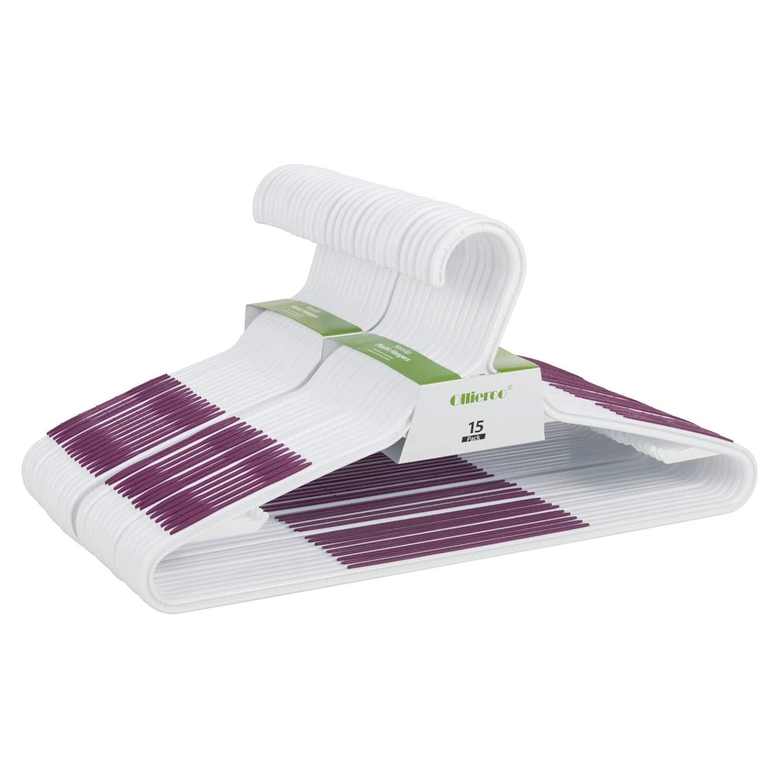 30 Perchas de Plástico Antideslizantes Ollieroo Morado 41.4 cm