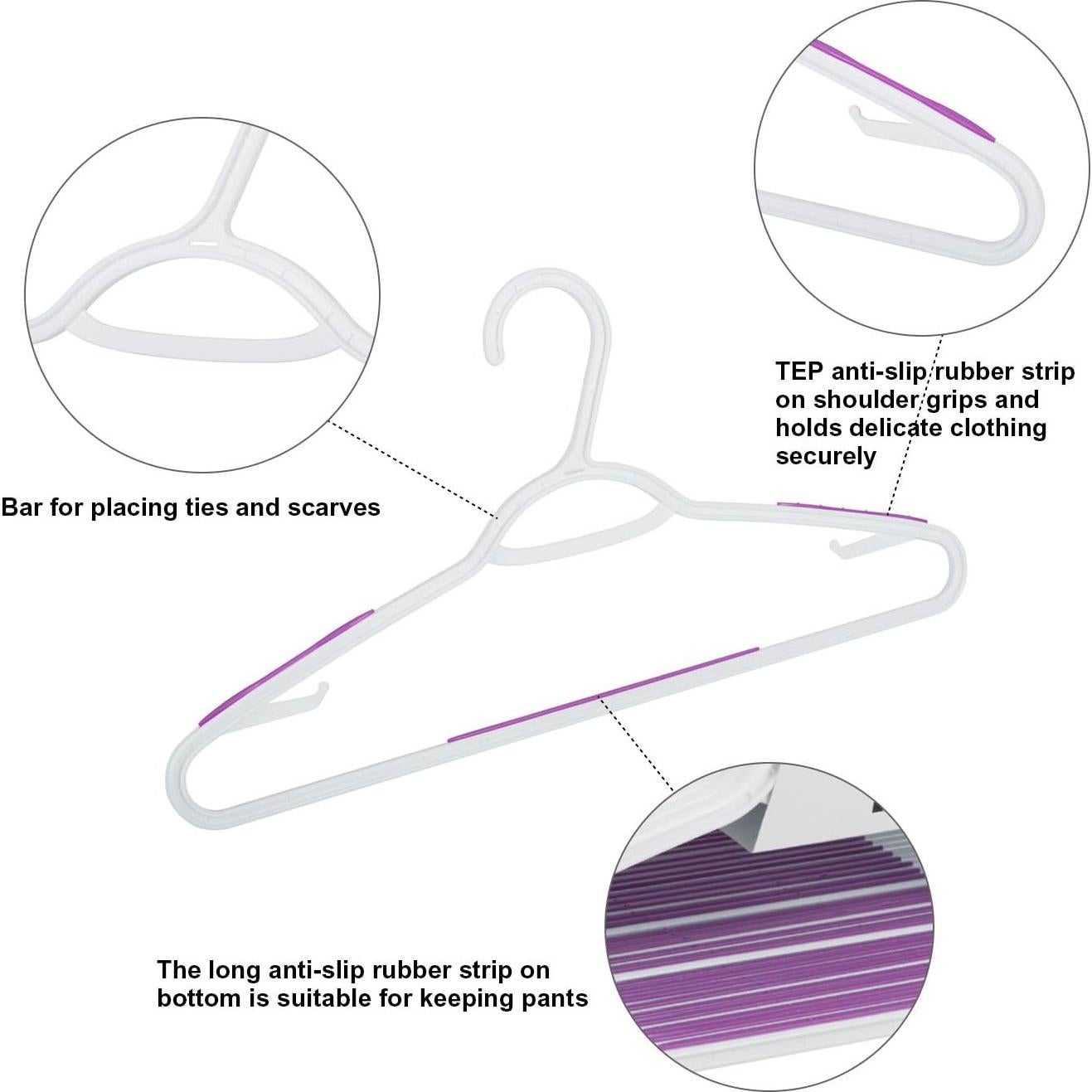 30 Perchas de Plástico Antideslizantes Ollieroo Morado 41.4 cm