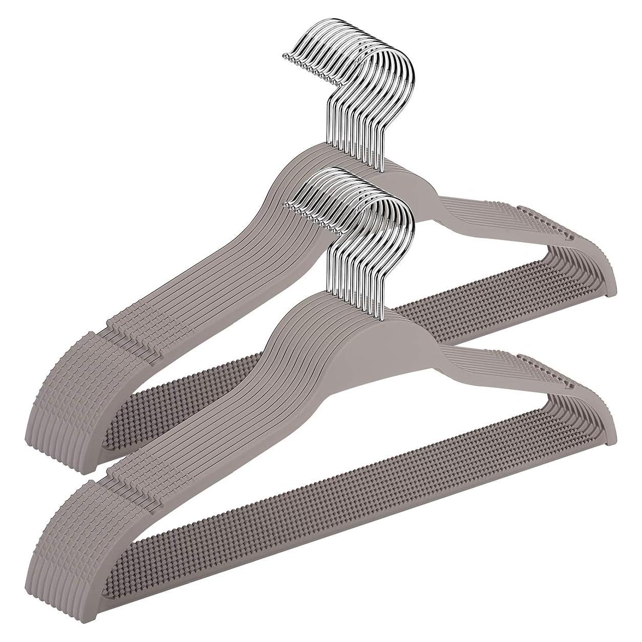 Perchas delgadas antideslizantes Elong Home gris 28 unidades