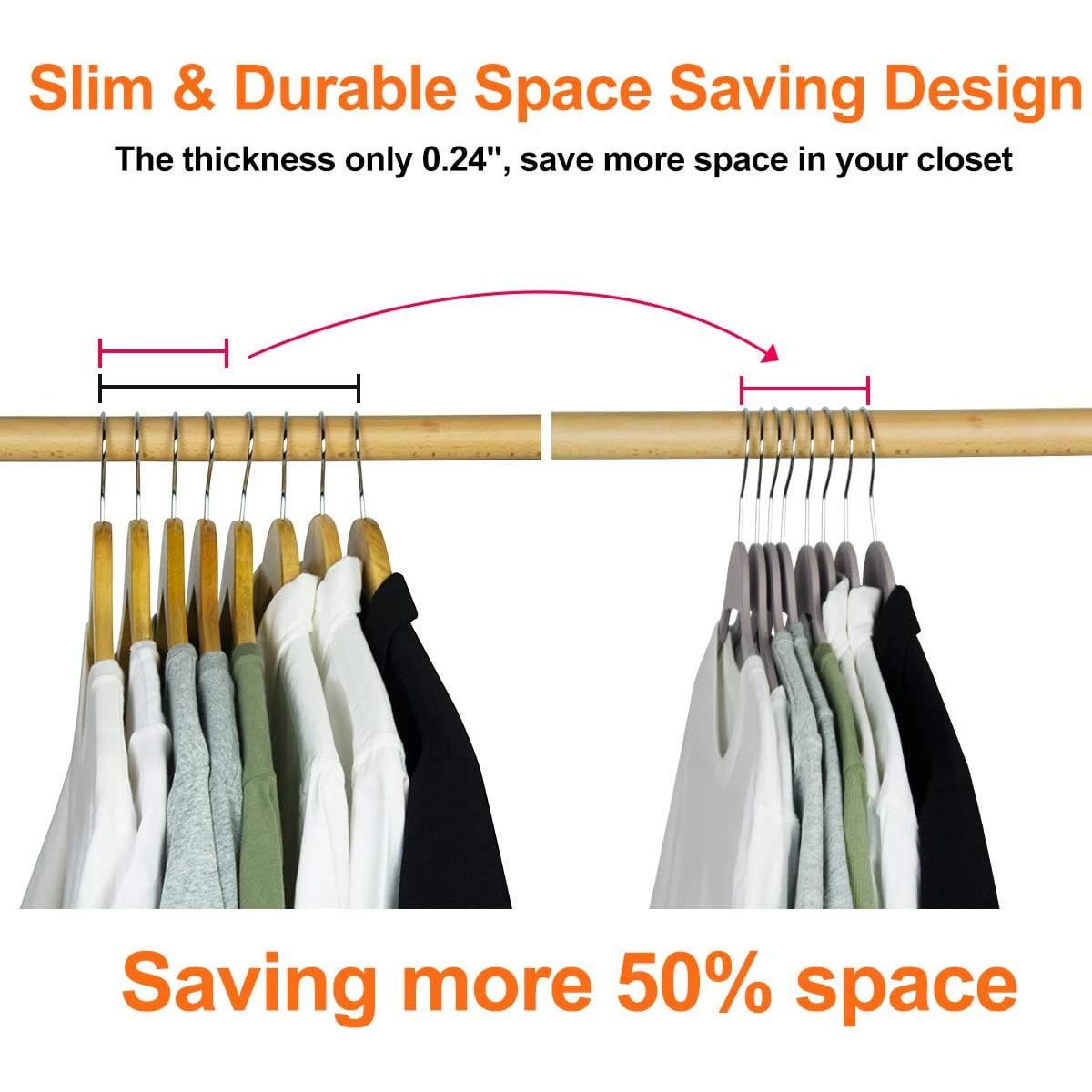 Perchas delgadas antideslizantes Elong Home gris 28 unidades