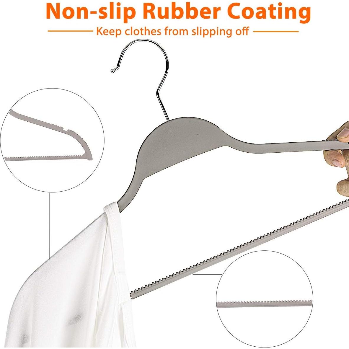 Perchas delgadas antideslizantes Elong Home gris 28 unidades