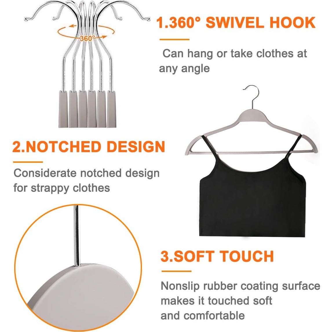 Perchas delgadas antideslizantes Elong Home gris 28 unidades