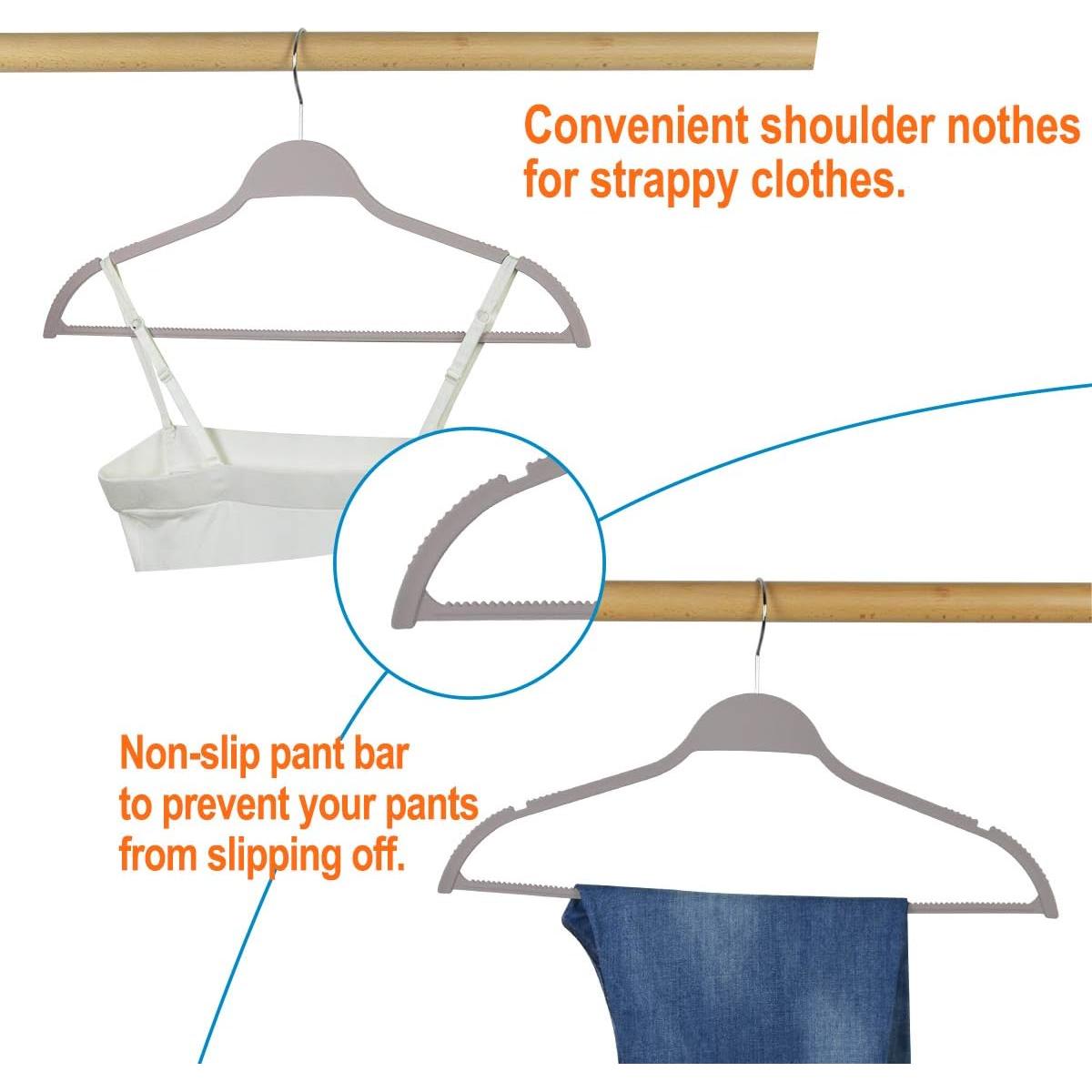 Perchas delgadas antideslizantes Elong Home gris 28 unidades