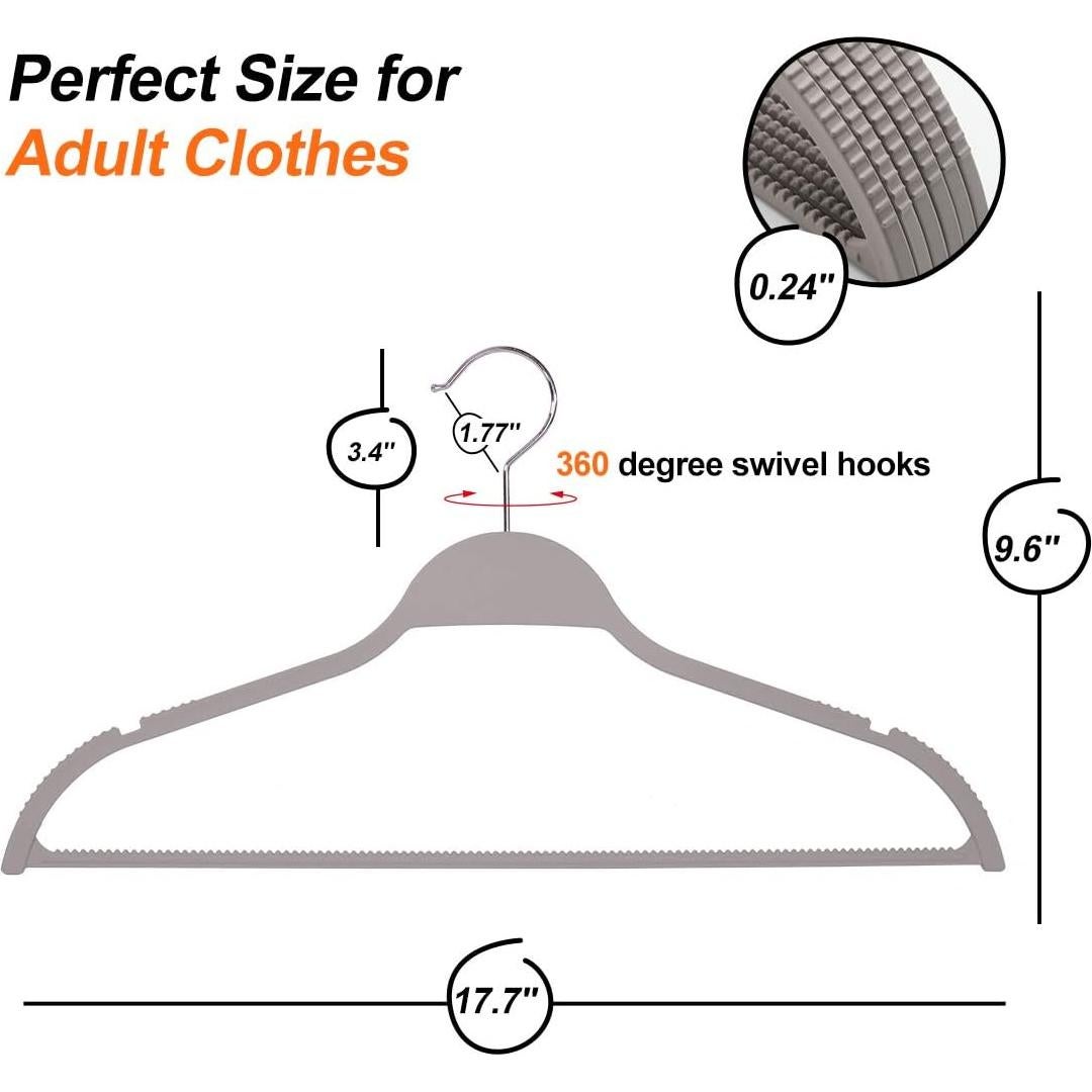 Perchas delgadas antideslizantes Elong Home gris 28 unidades