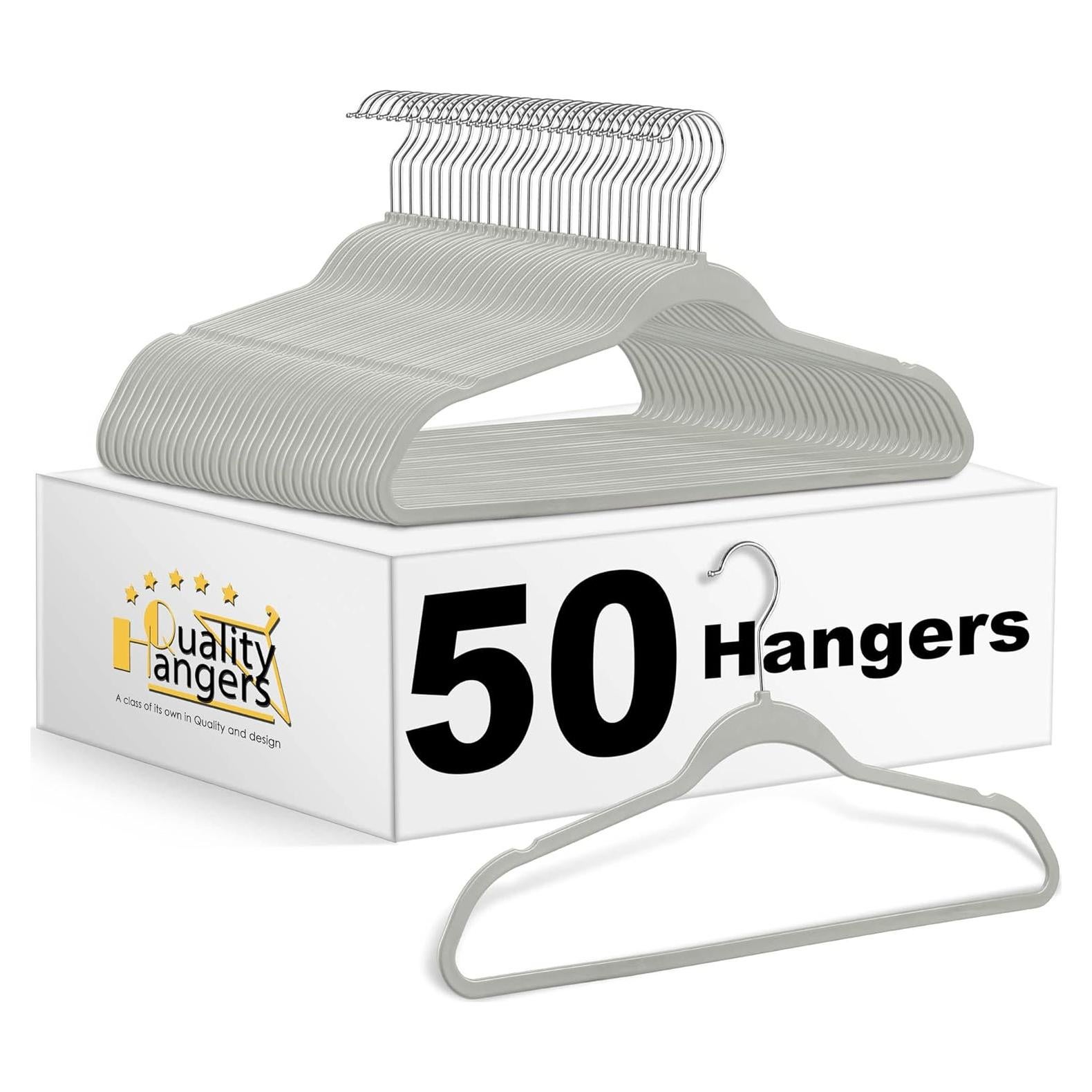 Juego de 50 Perchas de Plástico Quality Hangers Gris 44.5cm