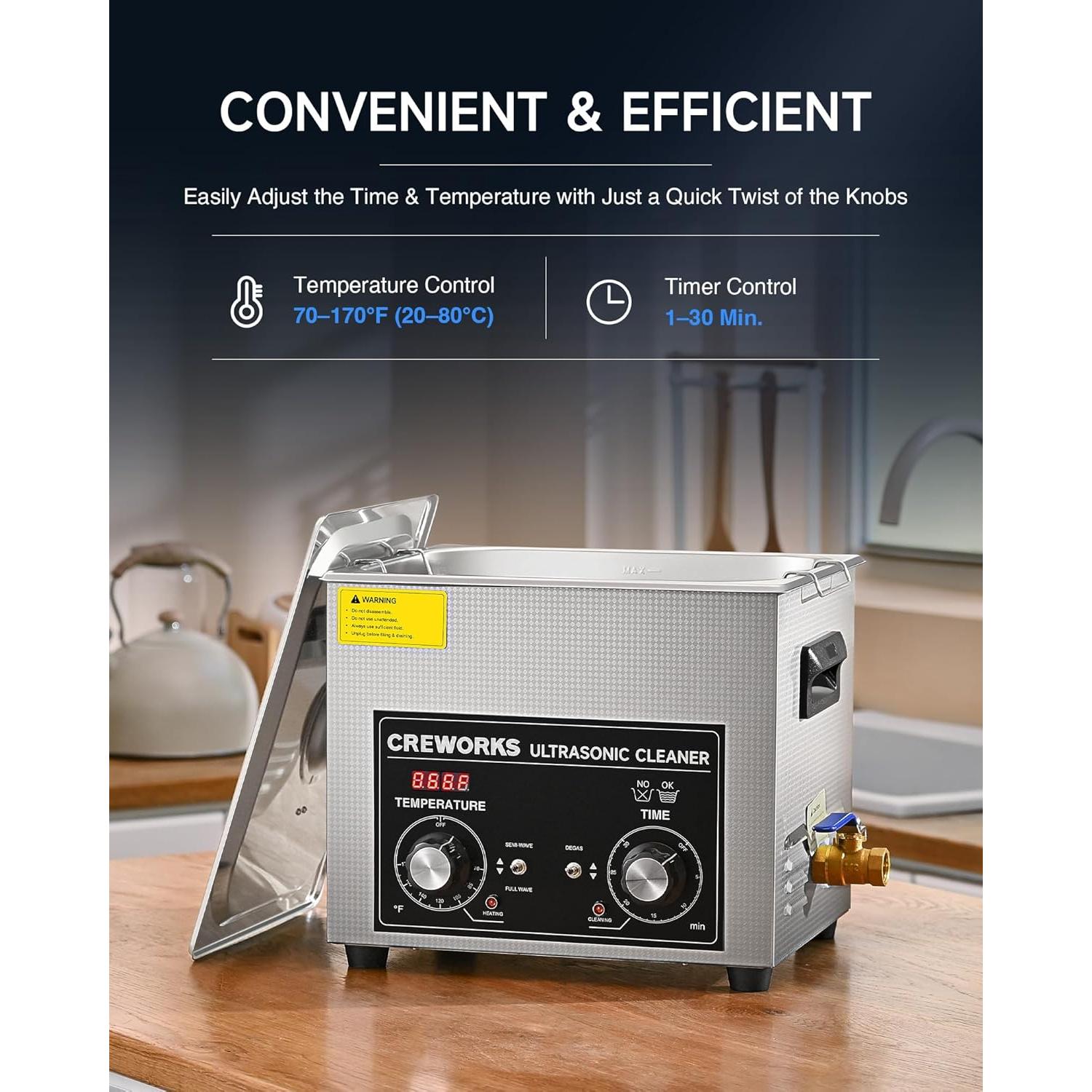 Limpia Ultrasonido CREWORKS 10L con Calentador y Temporizador