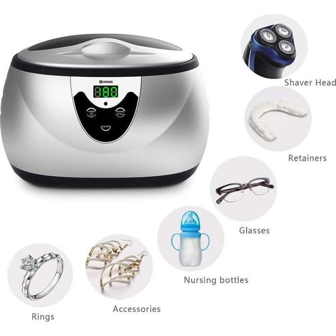 Limpiadora Ultrasónica Ukoke 3800S 600ml Plata con Temporizador