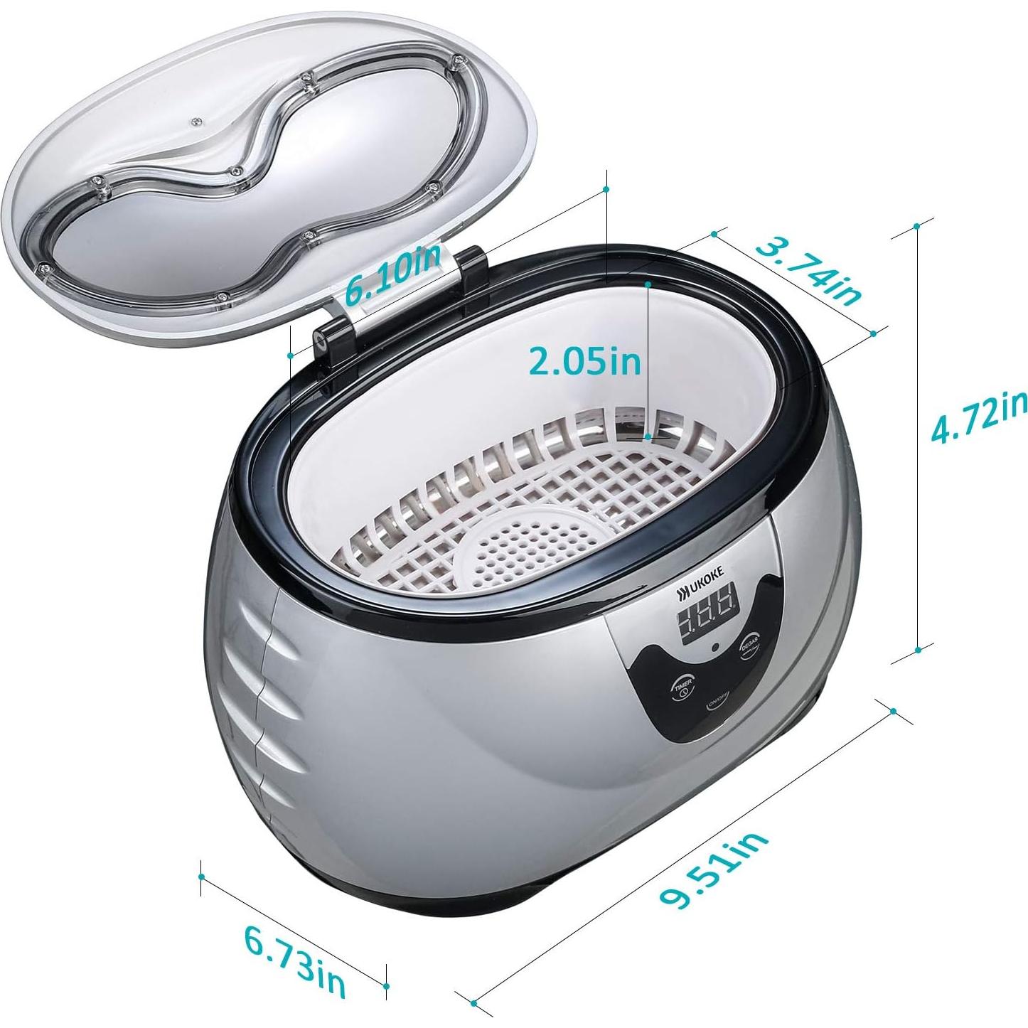 Limpiadora Ultrasónica Ukoke 3800S 600ml Plata con Temporizador