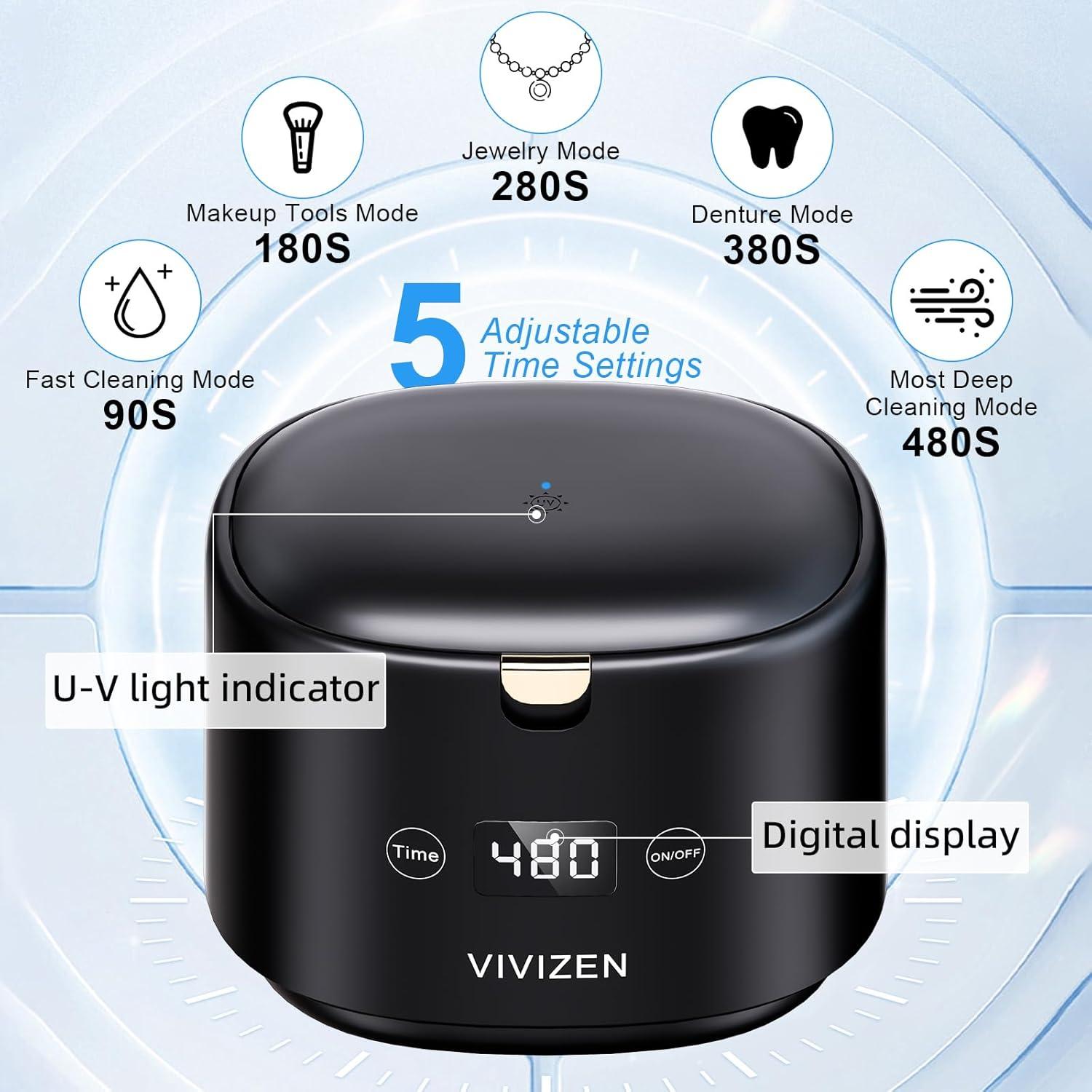 Limpiador Ultrasónico VIVIZEN para Retenedores y Dentaduras 30W