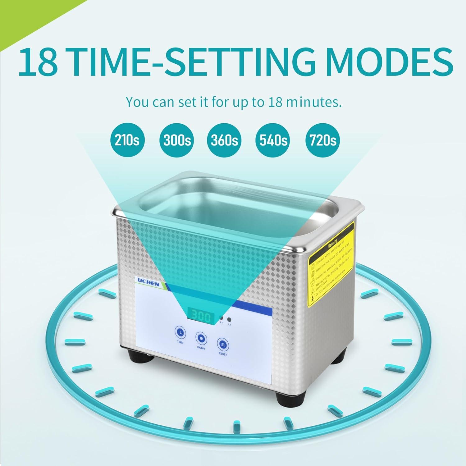 Limpiador Ultrasónico LICHEN 0.8L con Temporizador Digital