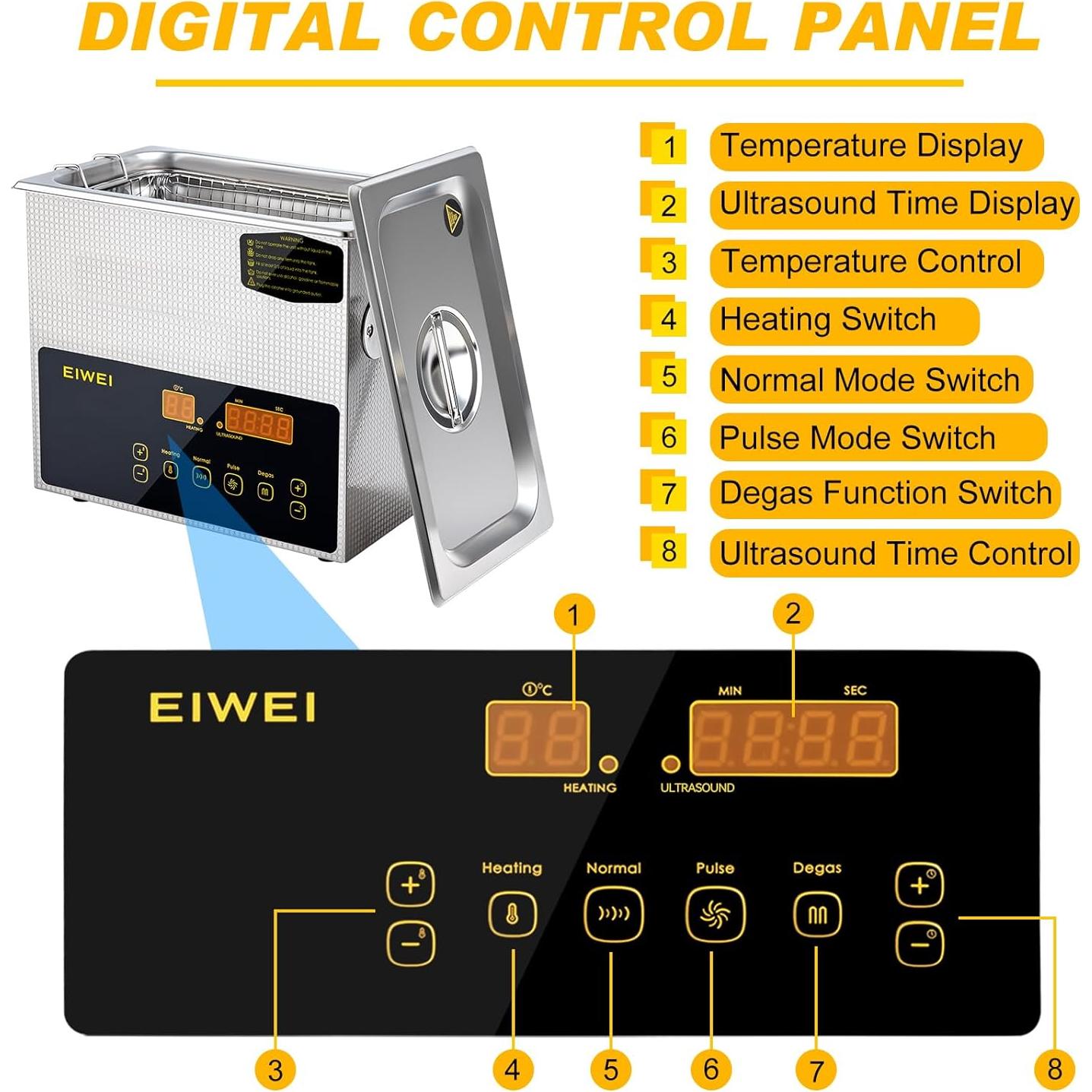 Limpiador Ultrasónico 3L EIWEI CD-E Doble Frecuencia Digital