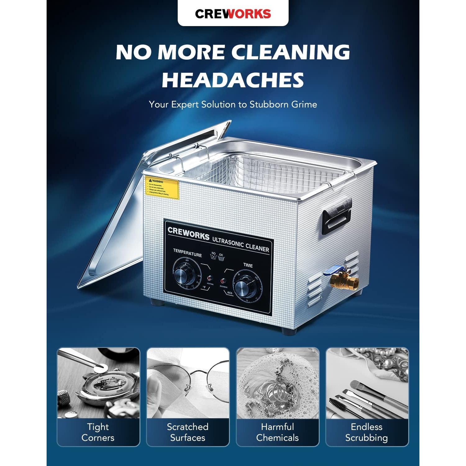 Limpiador Ultrasónico CREWORKS 15L 760W Digital con Calentador