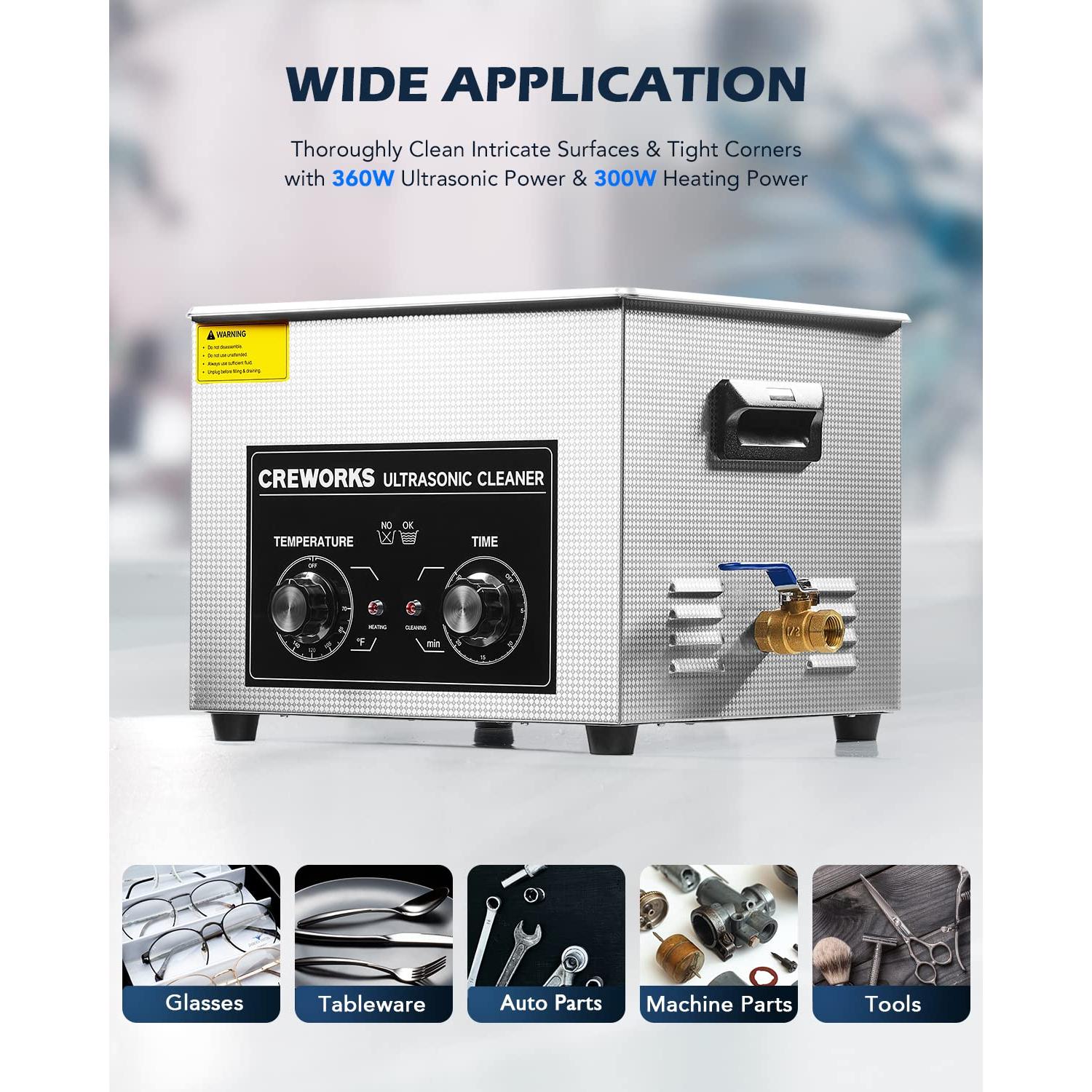 Limpiador Ultrasónico CREWORKS 15L 760W Digital con Calentador