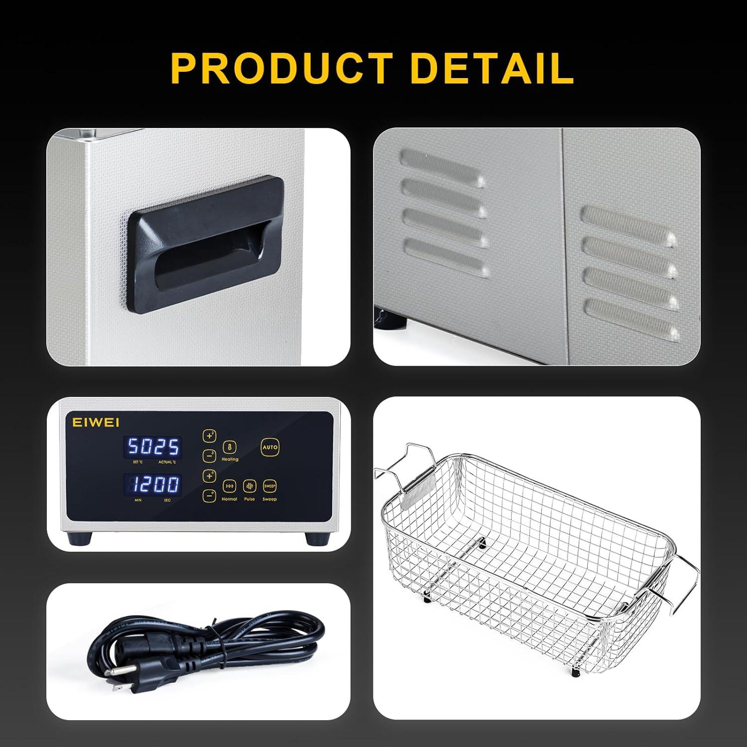 Limpiador Ultrasónico 3L EIWEI Táctil con Calentamiento