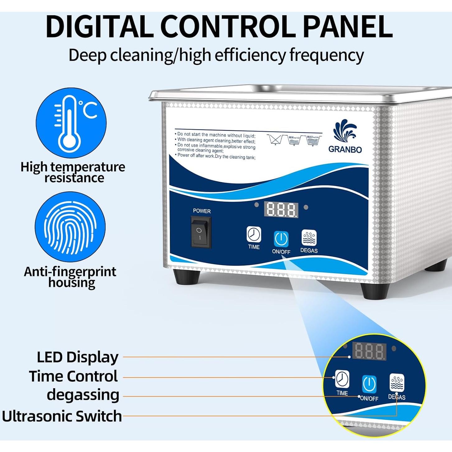 Limpiador Ultrasónico Digital GRANBO 1.3L para Joyería
