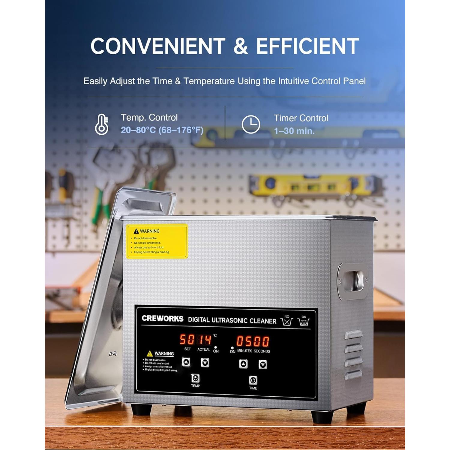 Limpiador Ultrasónico CREWORKS 3L Digital 120W Acero Inoxidable