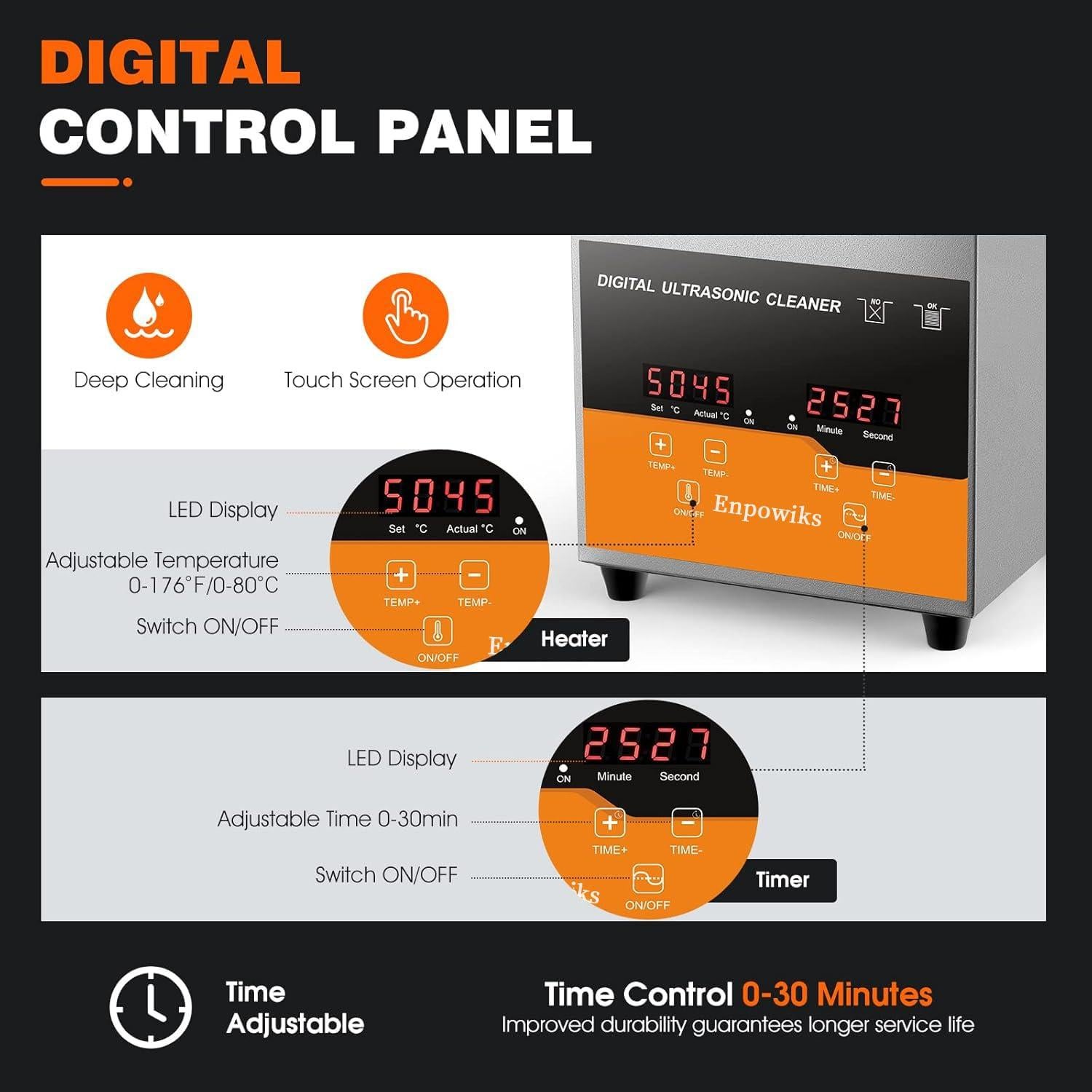 Limpiador Ultrasónico Enpowiks 2L para Joyería y Gafas