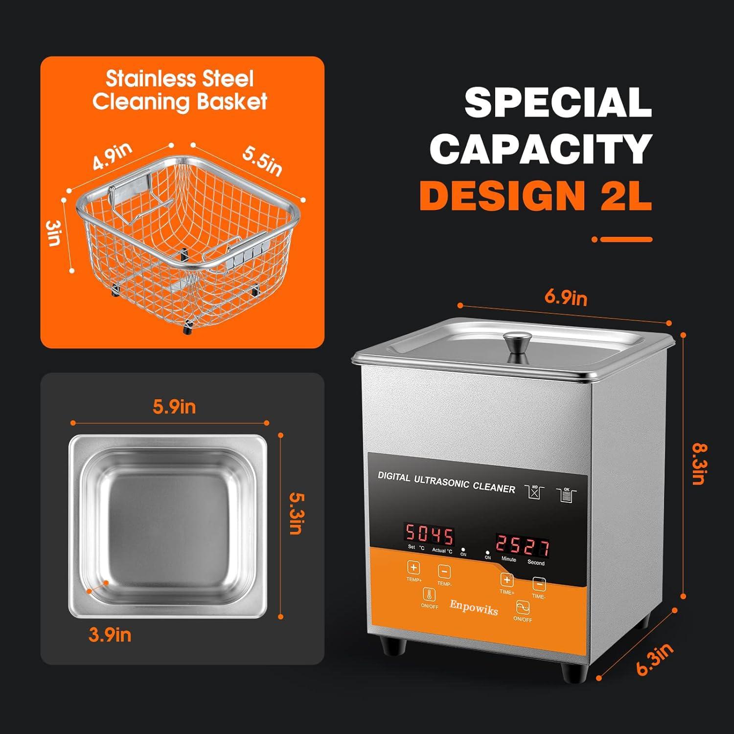 Limpiador Ultrasónico Enpowiks 2L para Joyería y Gafas