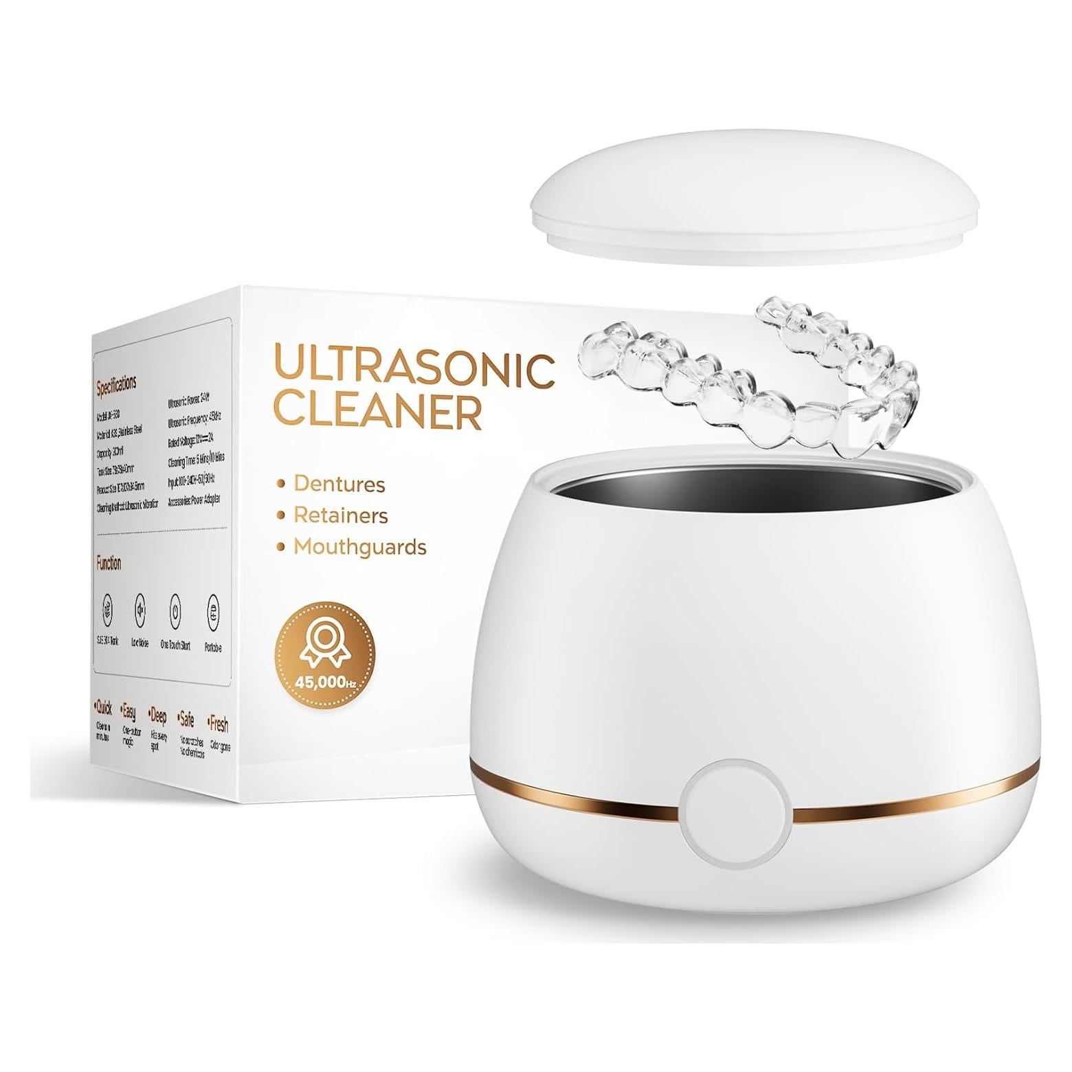 Dental Ultrasonic Retainer Cleaner Machine: Nicwell 200ML Denture Cleaner, Deep Cleaning Mouth Guard Cleaner, Aligner Cleaner, NightGuard Cleaner with Protection Design for Braces, Oral Dental & Tray