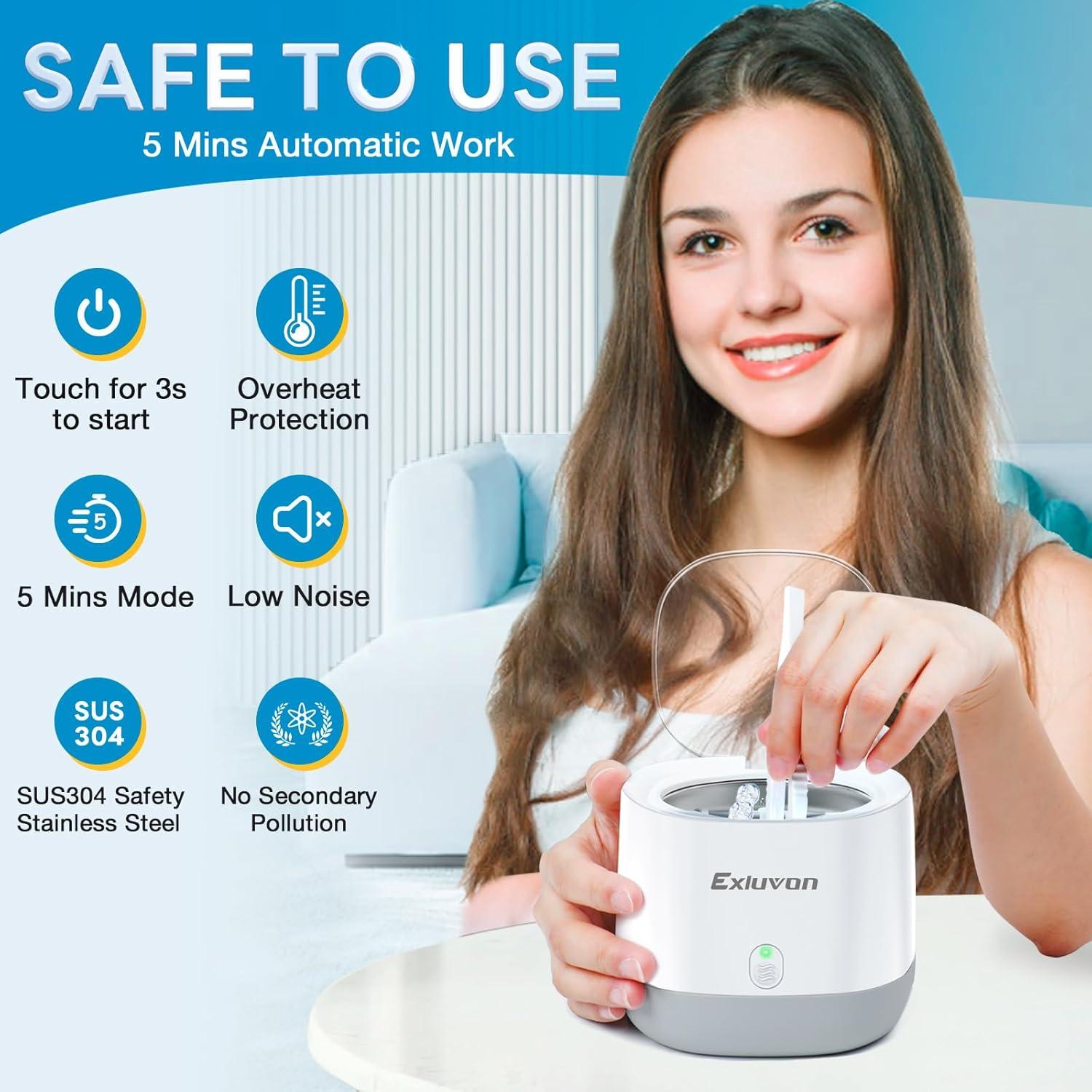 Limpiador Ultrasónico de Retenedores Exluvon 250ml Portátil