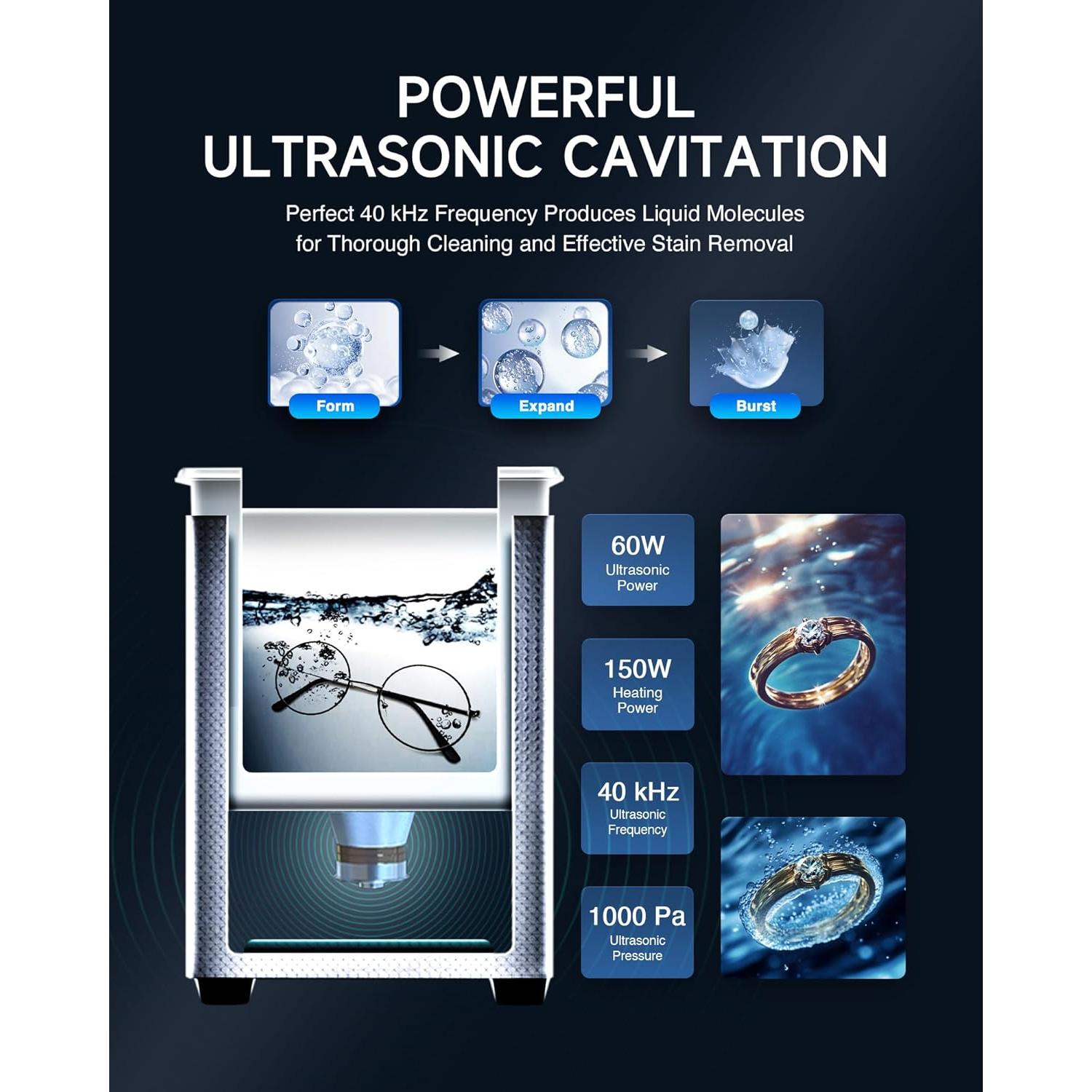 Limpia Ultrasónico Digital CREWORKS 2L con Calentador 150W