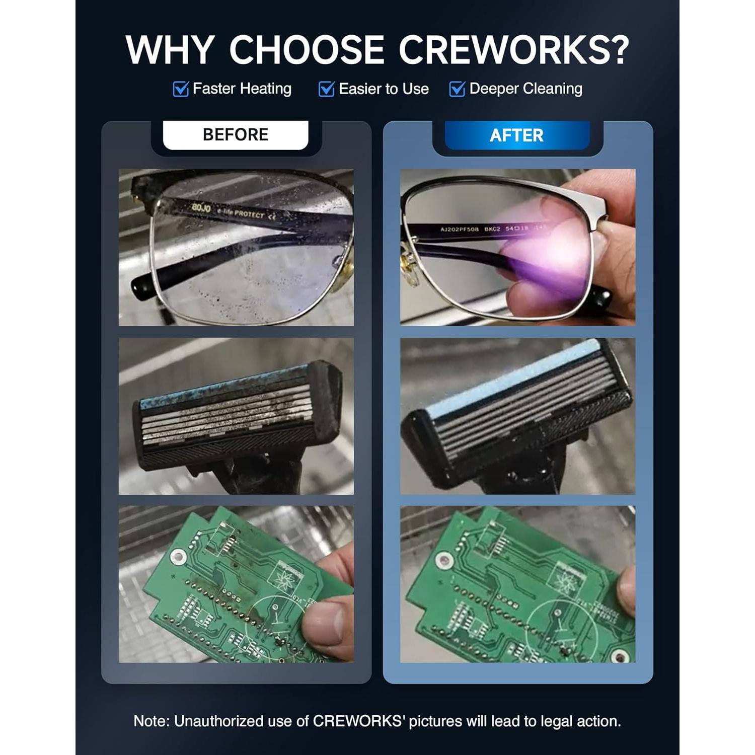 Limpia Ultrasónico Digital CREWORKS 2L con Calentador 150W