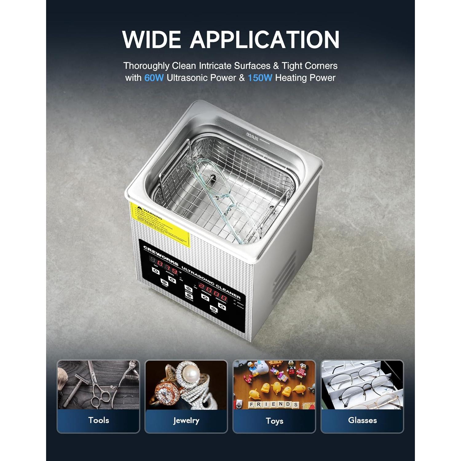 Limpia Ultrasónico Digital CREWORKS 2L con Calentador 150W