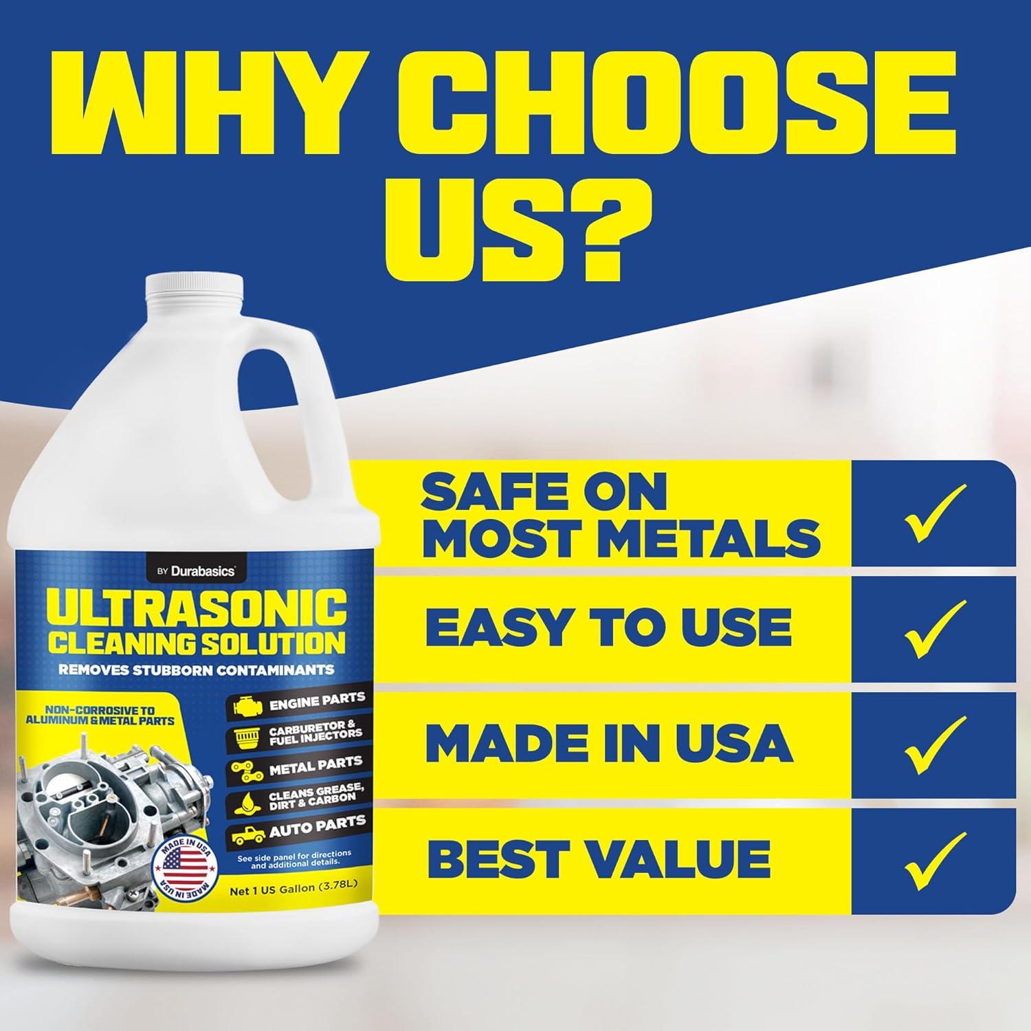 Limpiador Ultrasónico Durabasics 1 Galón - Solución para Carburadores y Piezas de Motor