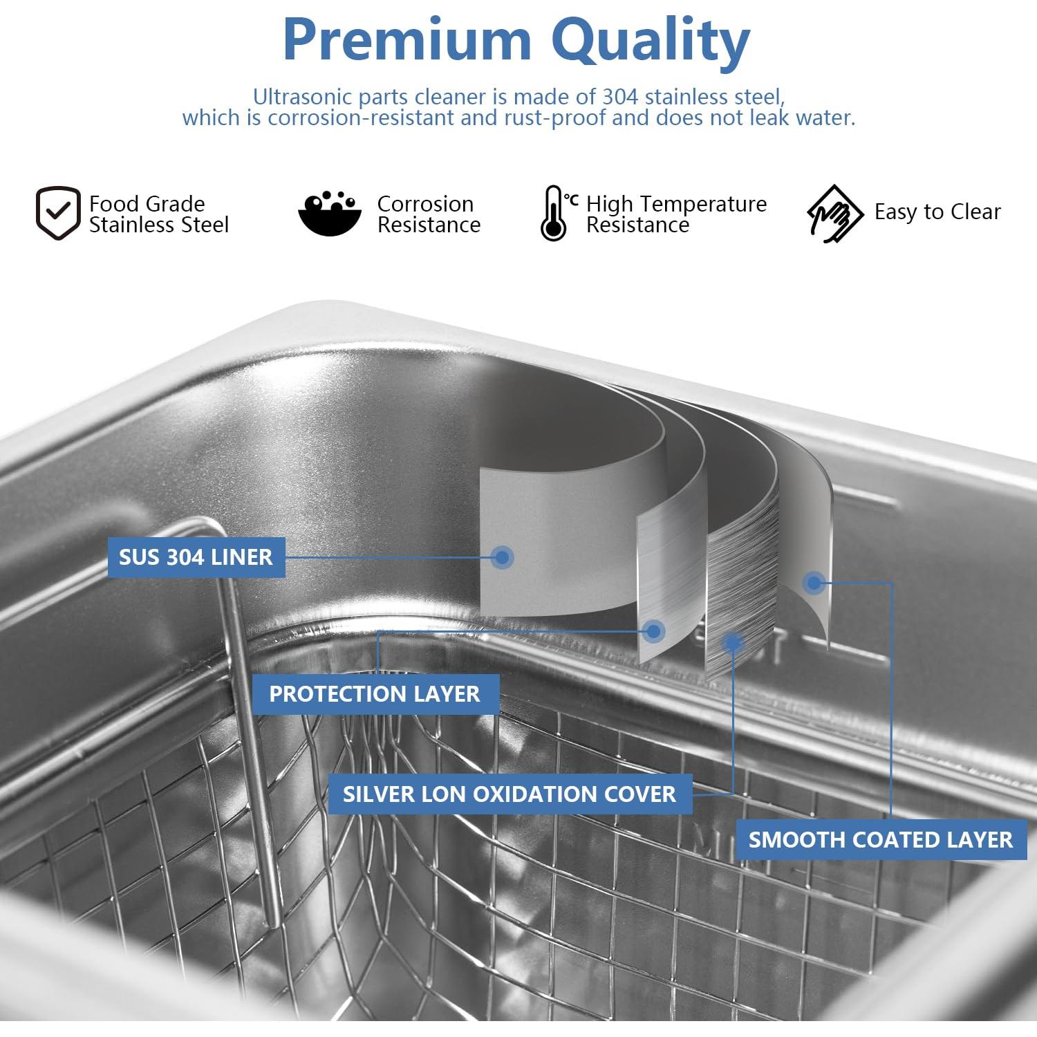 Limpiador Sónico KECOOLKE 2L Acero Inoxidable 60W Calentamiento