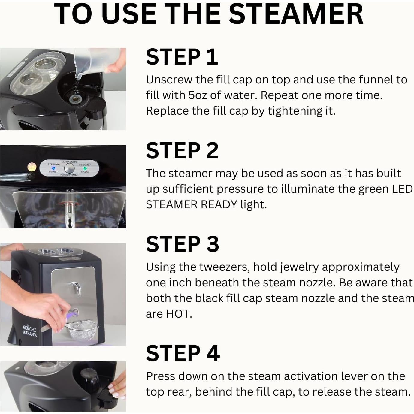 Limpiador Ultrasónico y de Vapor GemOro UltraSpa 2.97 kg