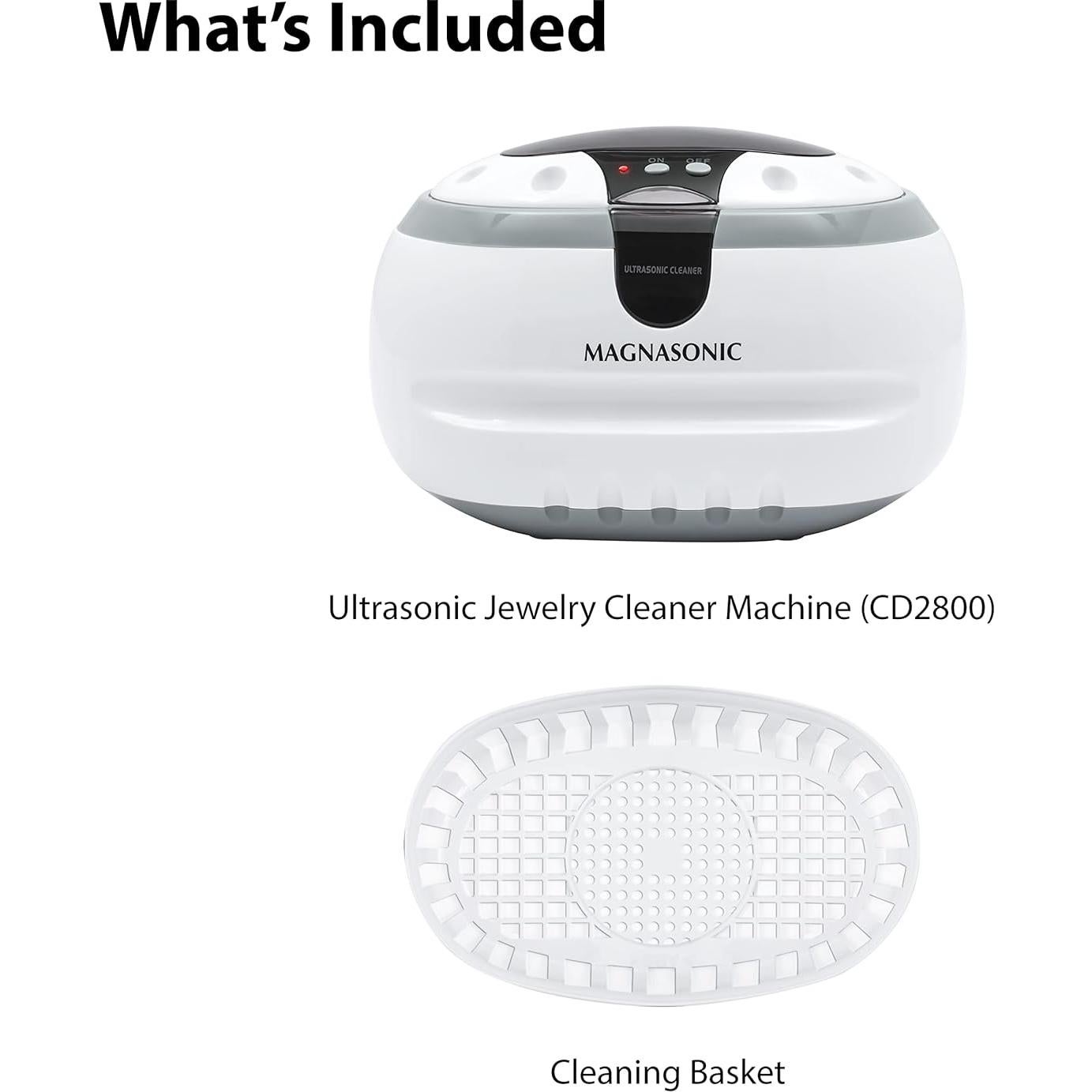 Magnasonic Professional Ultrasonic Jewelry Cleaner Machine for Cleaning Eyeglasses, Watches, Rings, Necklaces, Coins, Razors, Combs, Tools, Parts, Instruments (CD2800)